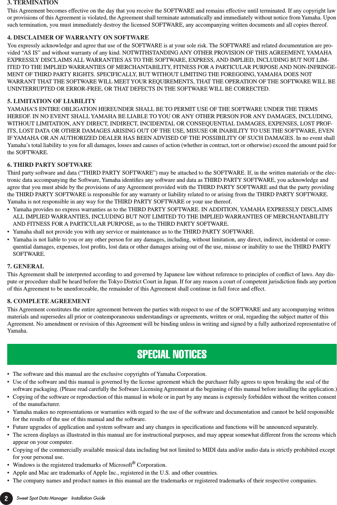 Page 2 of 7 - Yamaha Sweet Spot Data Manager Installation Guide SSDM En Ig C0