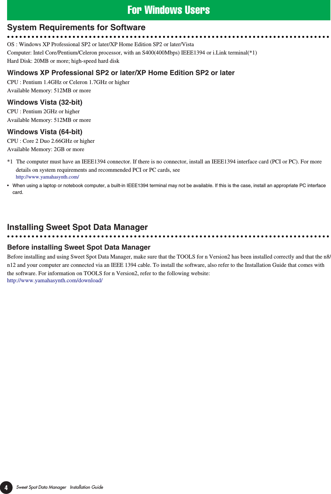 Page 4 of 7 - Yamaha Sweet Spot Data Manager Installation Guide SSDM En Ig C0