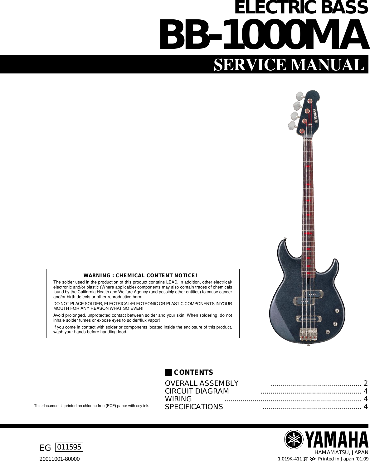 Page 1 of 4 - Yamaha Scuba-Diving-Equipment-Bb-1000Ma-Users-Manual ELECTRIC BASS  Yamaha-scuba-diving-equipment-bb-1000ma-users-manual