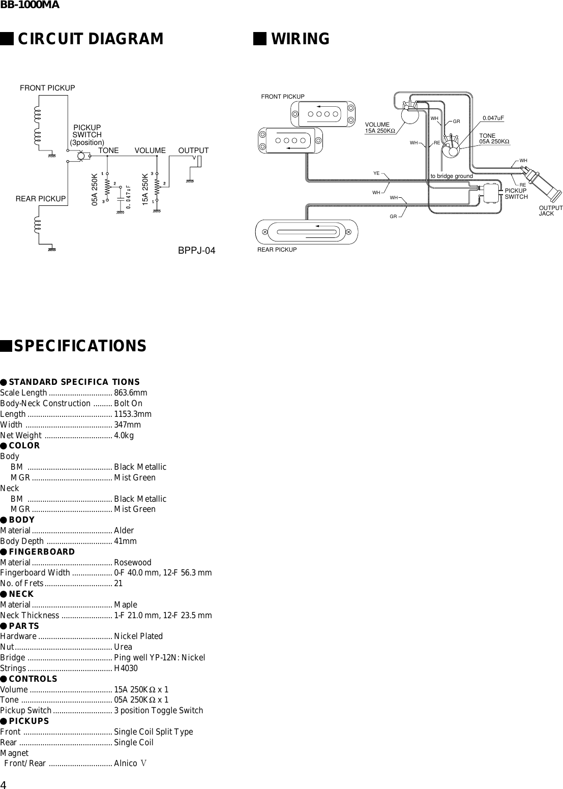 Page 4 of 4 - Yamaha Scuba-Diving-Equipment-Bb-1000Ma-Users-Manual ELECTRIC BASS  Yamaha-scuba-diving-equipment-bb-1000ma-users-manual
