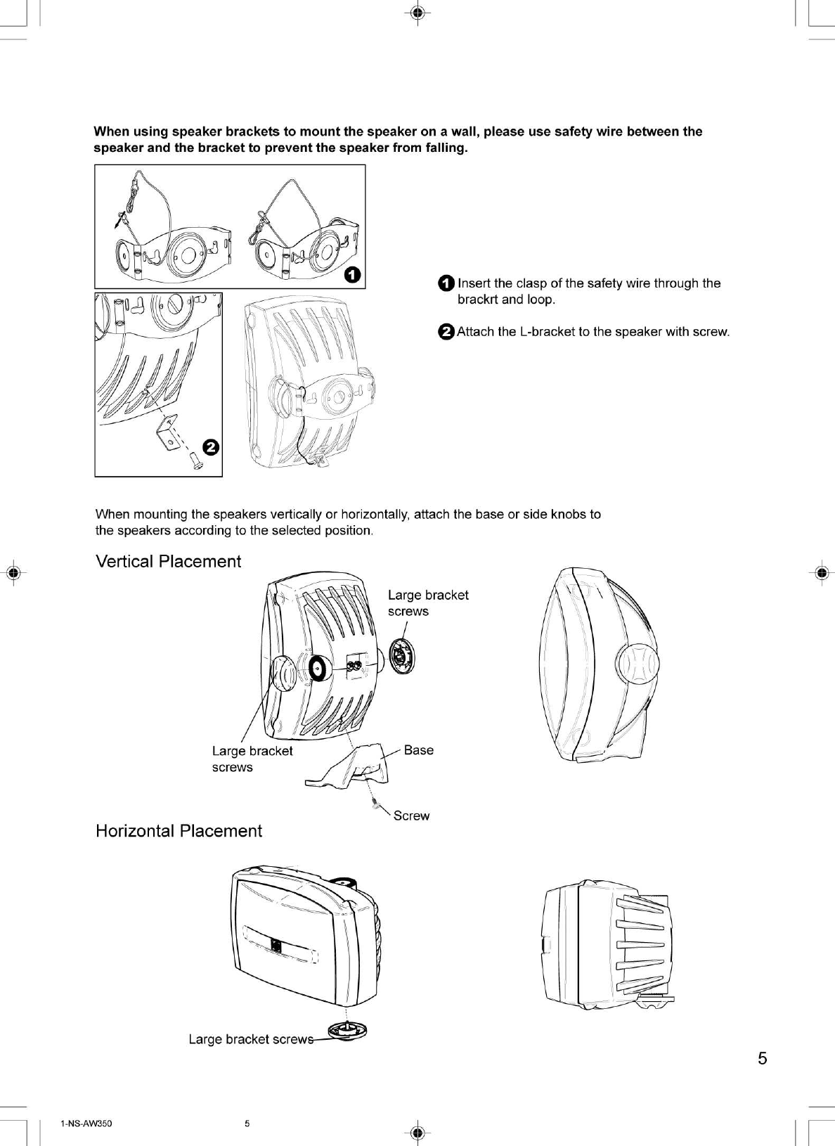 Page 5 of 10 - Yamaha Speaker-System-Ns-Aw350-Users-Manual  Yamaha-speaker-system-ns-aw350-users-manual