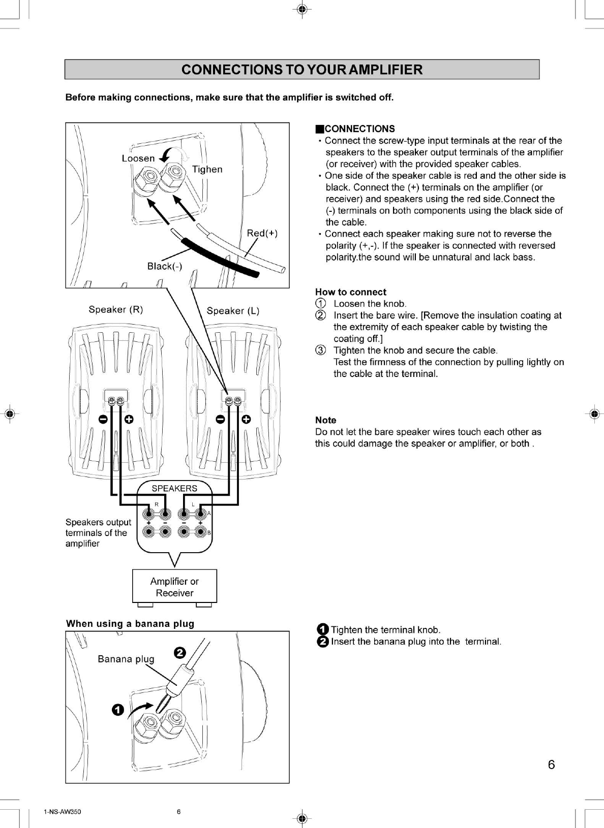 Page 6 of 10 - Yamaha Speaker-System-Ns-Aw350-Users-Manual  Yamaha-speaker-system-ns-aw350-users-manual