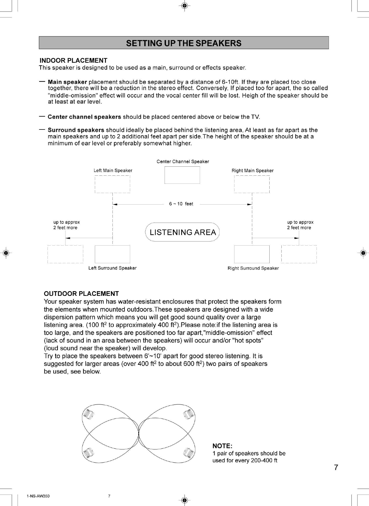 Page 7 of 10 - Yamaha Speaker-System-Ns-Aw350-Users-Manual  Yamaha-speaker-system-ns-aw350-users-manual