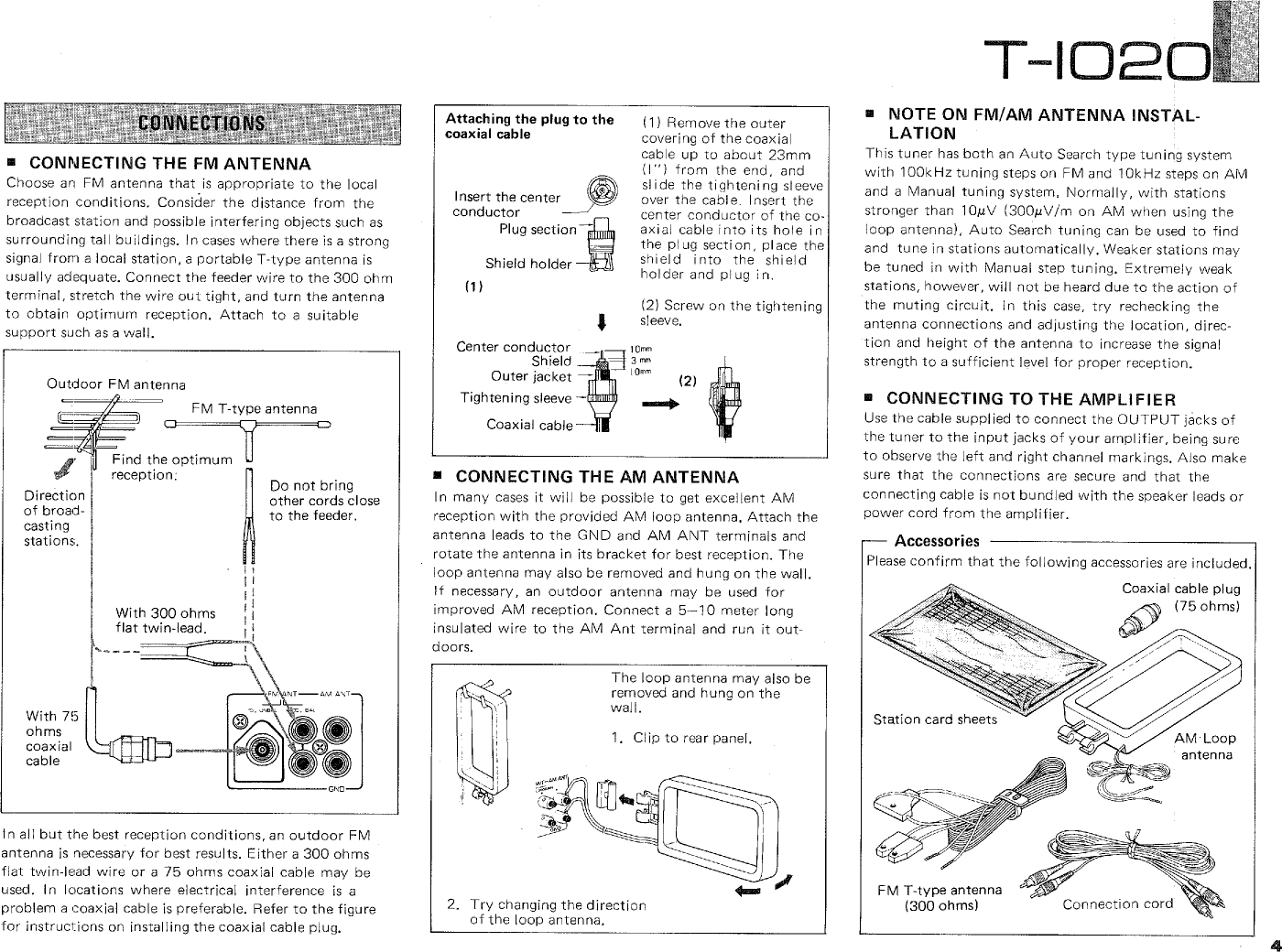 Page 5 of 12 - Yamaha .橡.ページ) T-1020 OWNER'S MANUAL