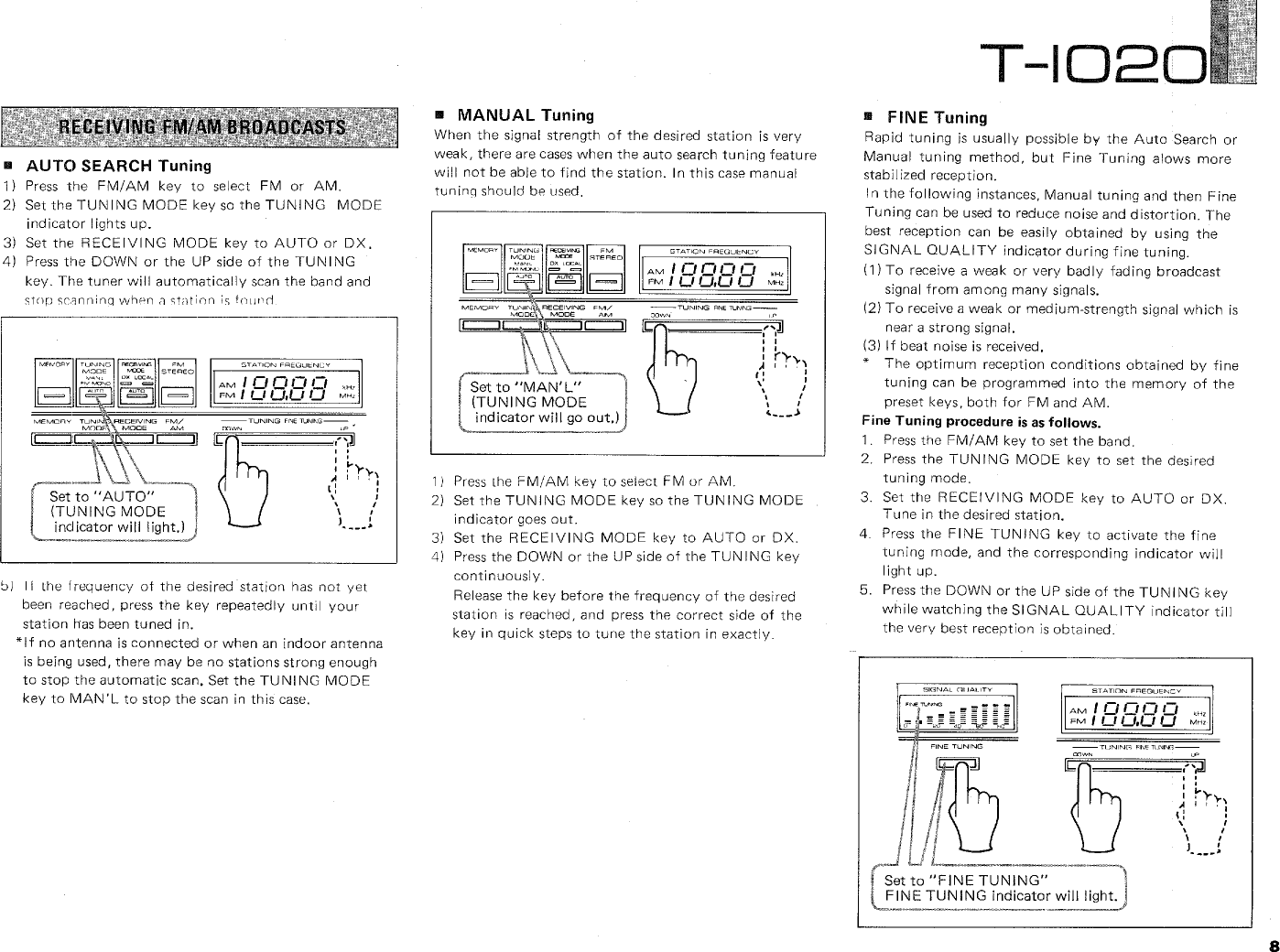 Page 9 of 12 - Yamaha .橡.ページ) T-1020 OWNER'S MANUAL