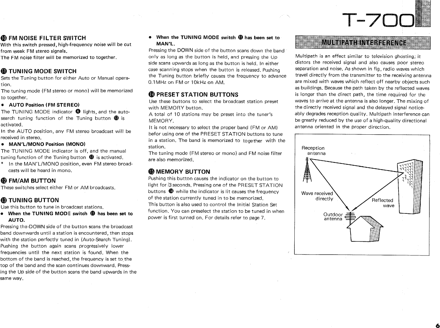Page 7 of 12 - Yamaha .橡.ページ) T-700 OWNER'S MANUAL