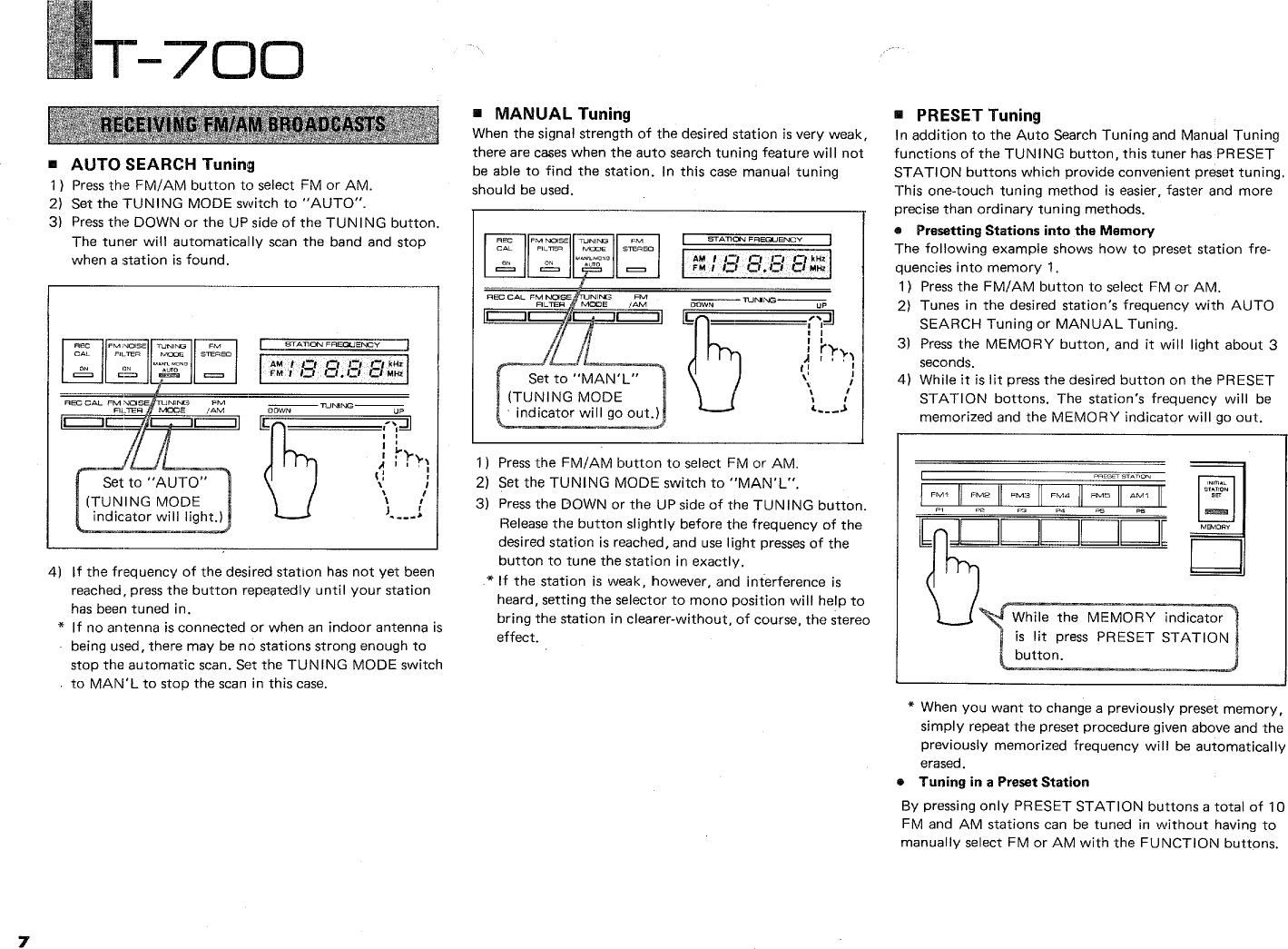 Page 8 of 12 - Yamaha .橡.ページ) T-700 OWNER'S MANUAL