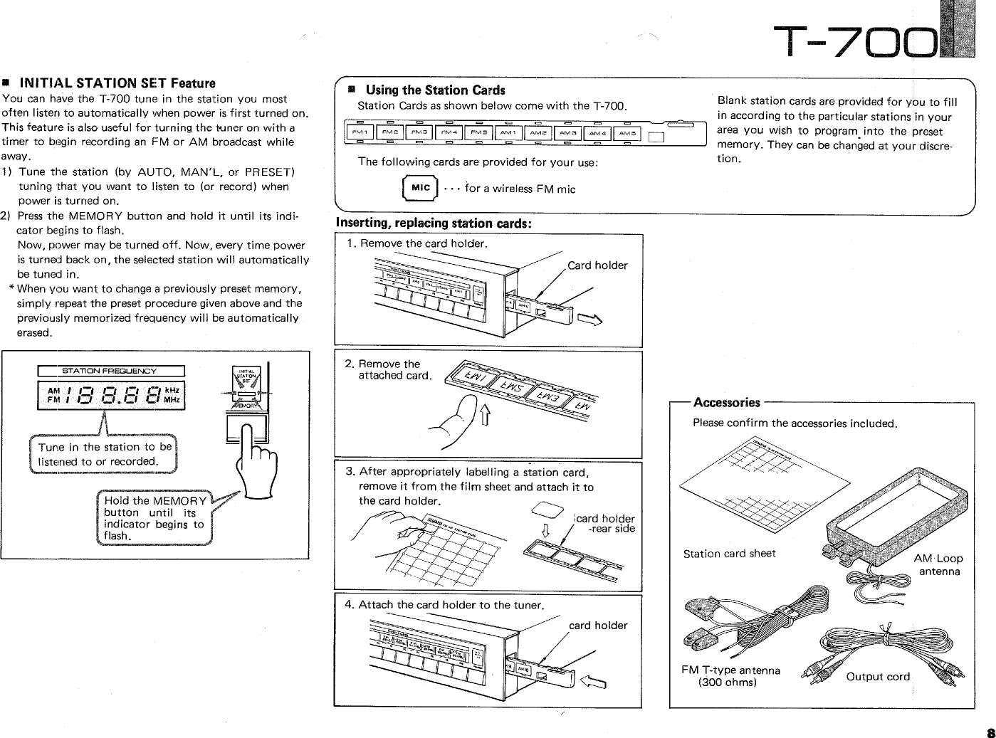 Page 9 of 12 - Yamaha .橡.ページ) T-700 OWNER'S MANUAL