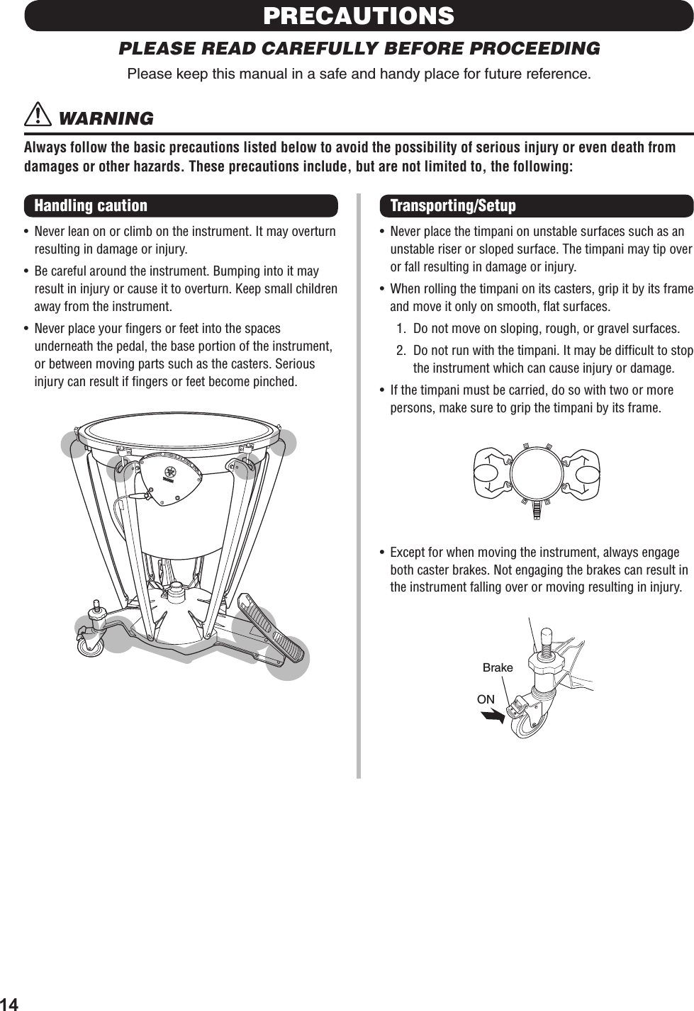Yamaha TP 8300 7300 6300 4300 Owner's Manual Timpani E Om 