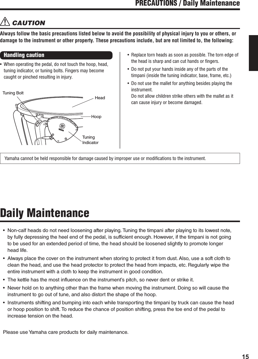 Yamaha TP 8300 7300 6300 4300 Owner's Manual Timpani E Om 