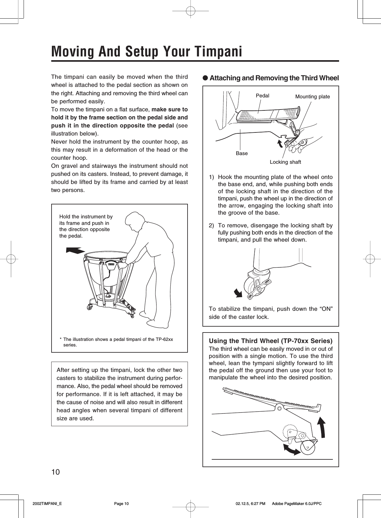 Yamaha TP 6000 4000 5000 7000 Series Owner's Manual Timpani TP62xx English