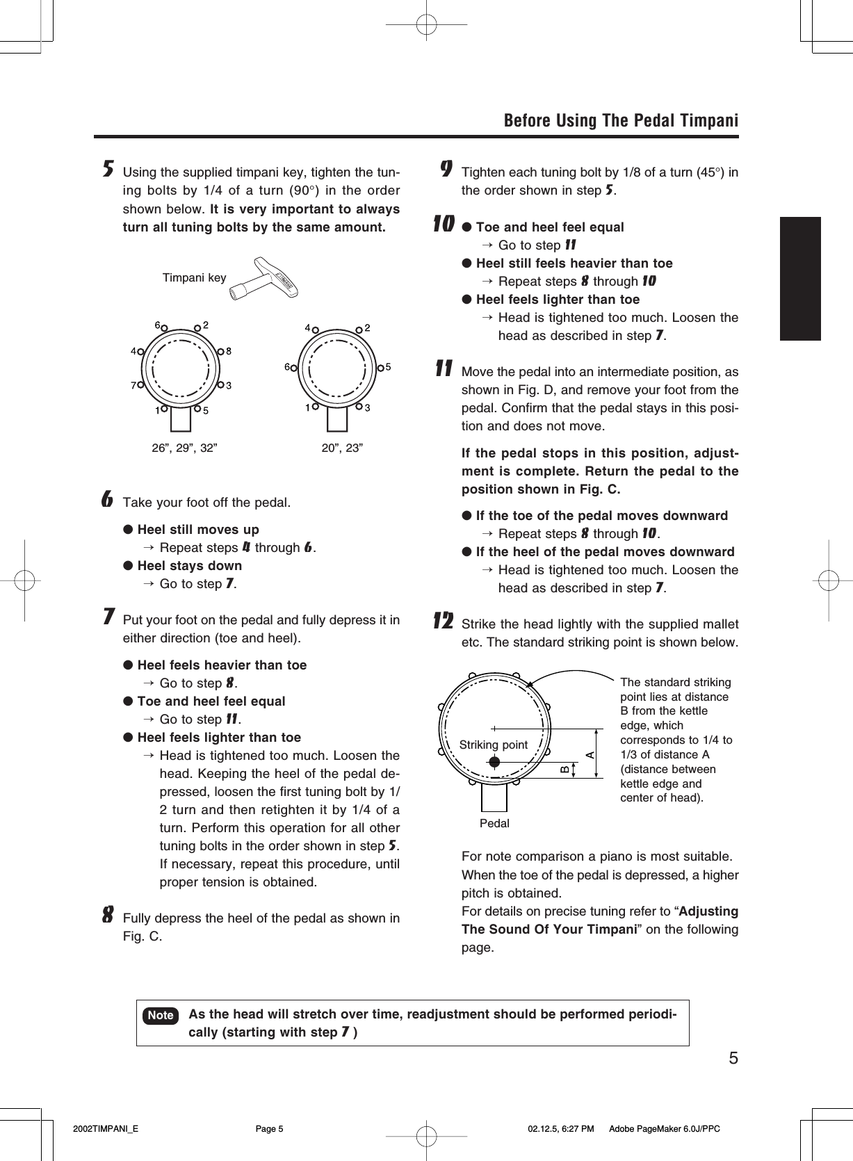 Yamaha TP 6000 4000 5000 7000 Series Owner's Manual Timpani TP62xx English