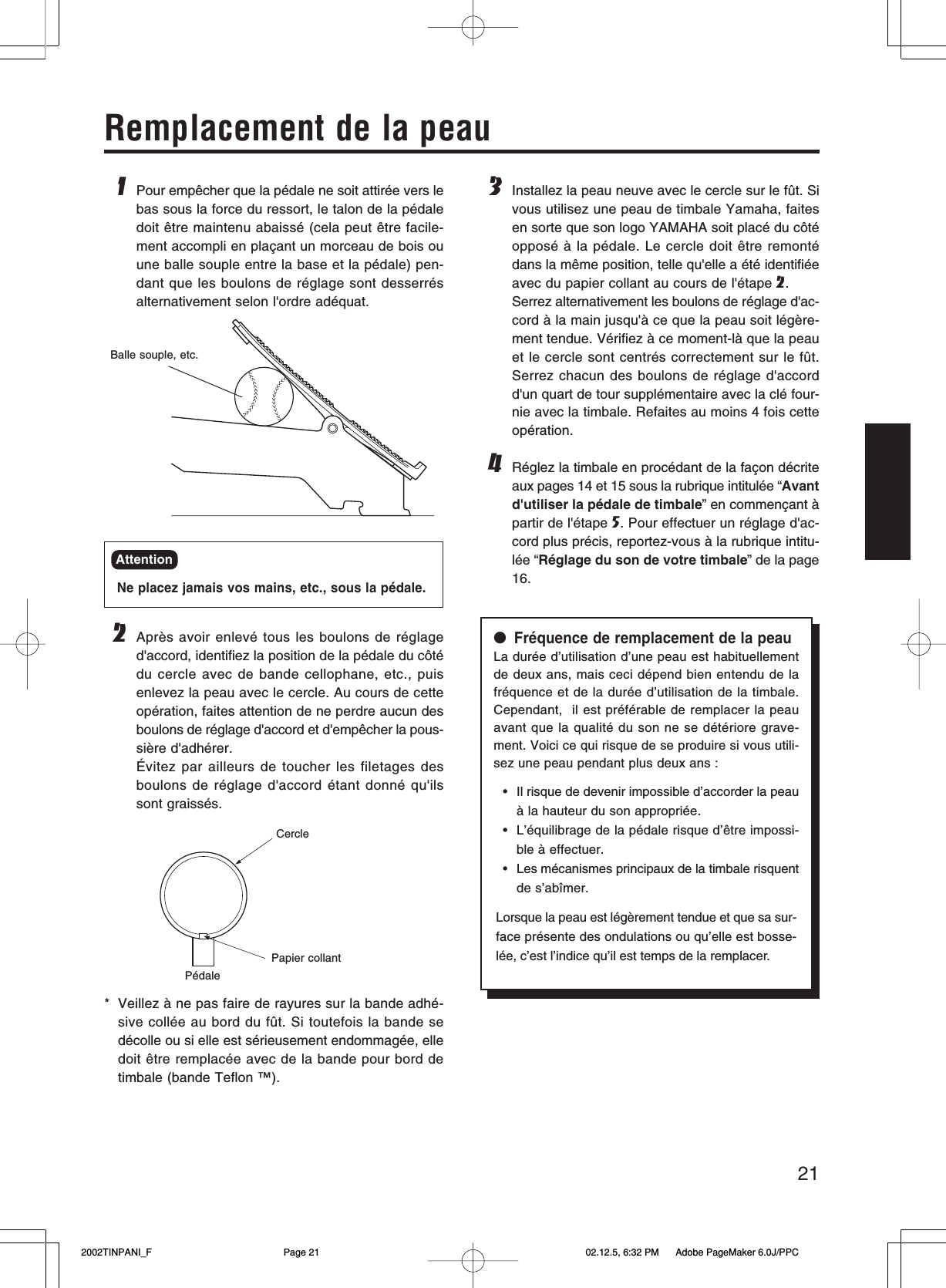 Page 10 of 10 - Yamaha  TP-6000 TP-4000 TP-5000 TP-7000 Series Owner's Manual Timpani TP62xx French