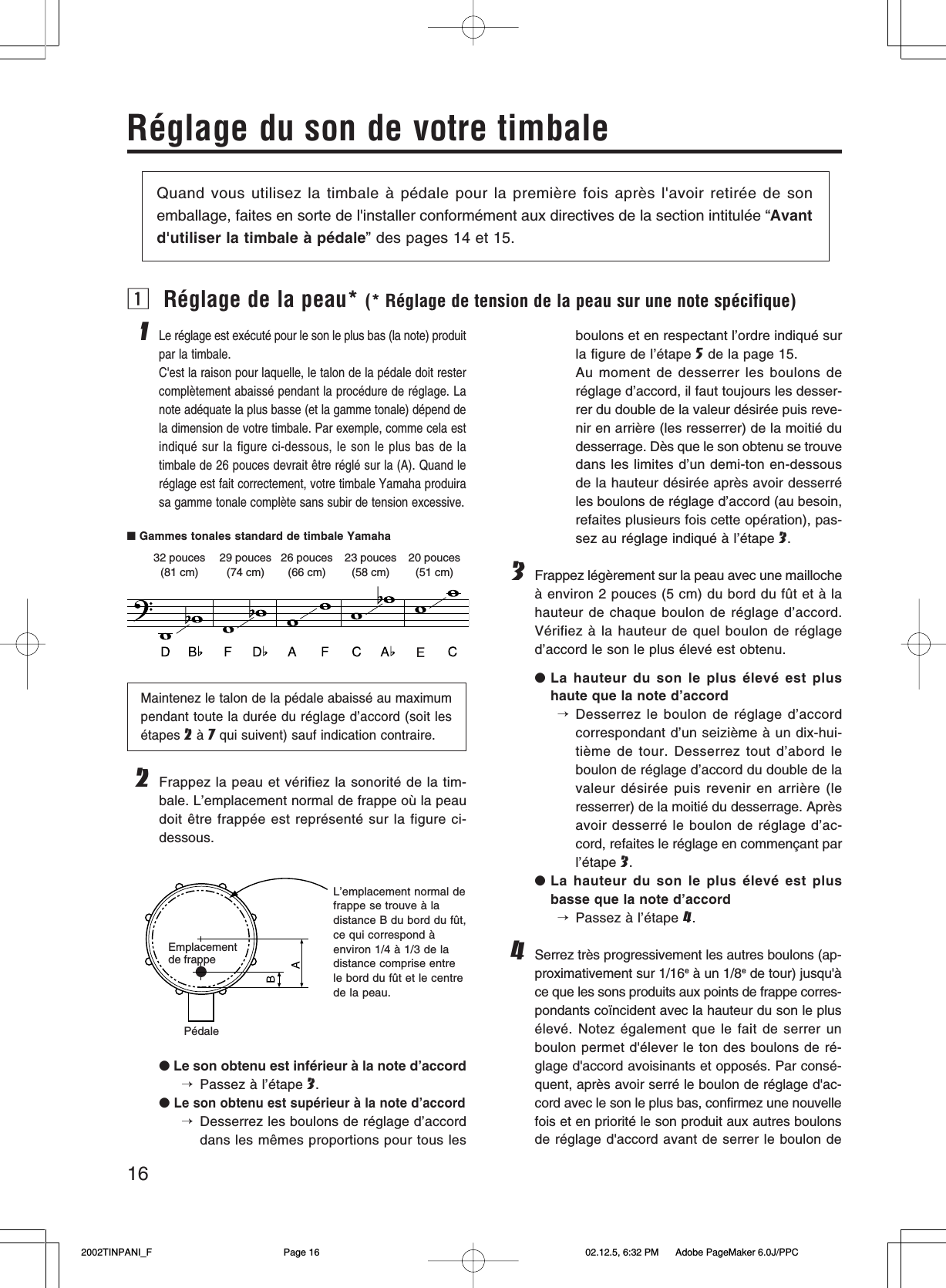 Page 5 of 10 - Yamaha  TP-6000 TP-4000 TP-5000 TP-7000 Series Owner's Manual Timpani TP62xx French