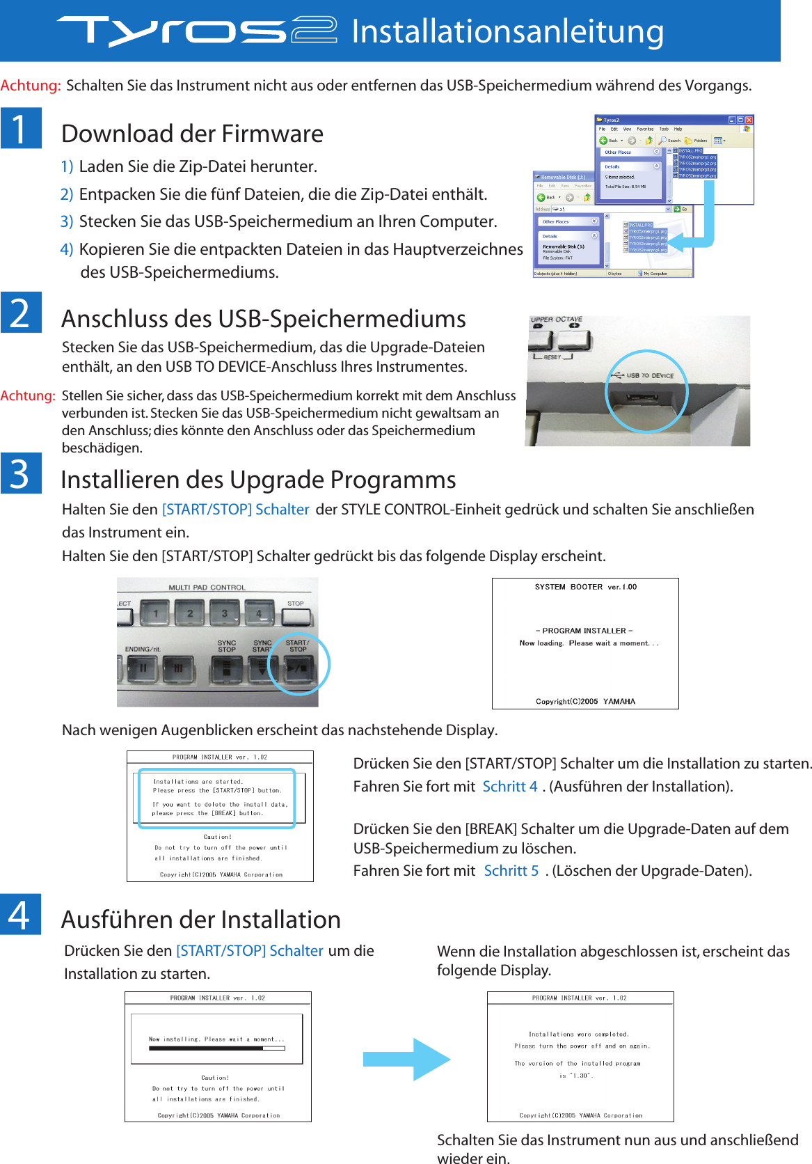 Page 1 of 2 - Yamaha Firmware Upgrade - Installation For Tyros2 DE Installationsanleitung