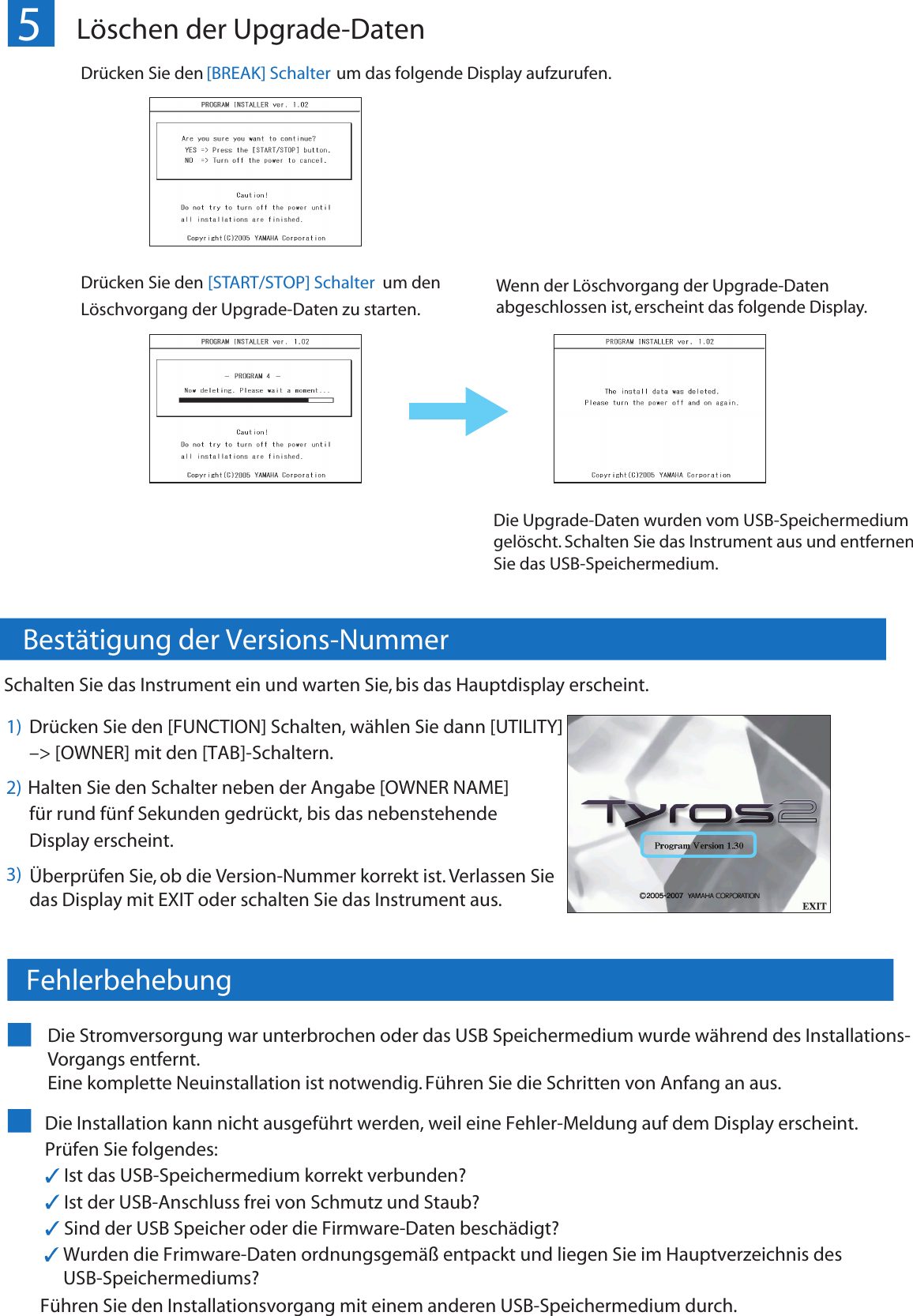 Page 2 of 2 - Yamaha Firmware Upgrade - Installation For Tyros2 DE Installationsanleitung