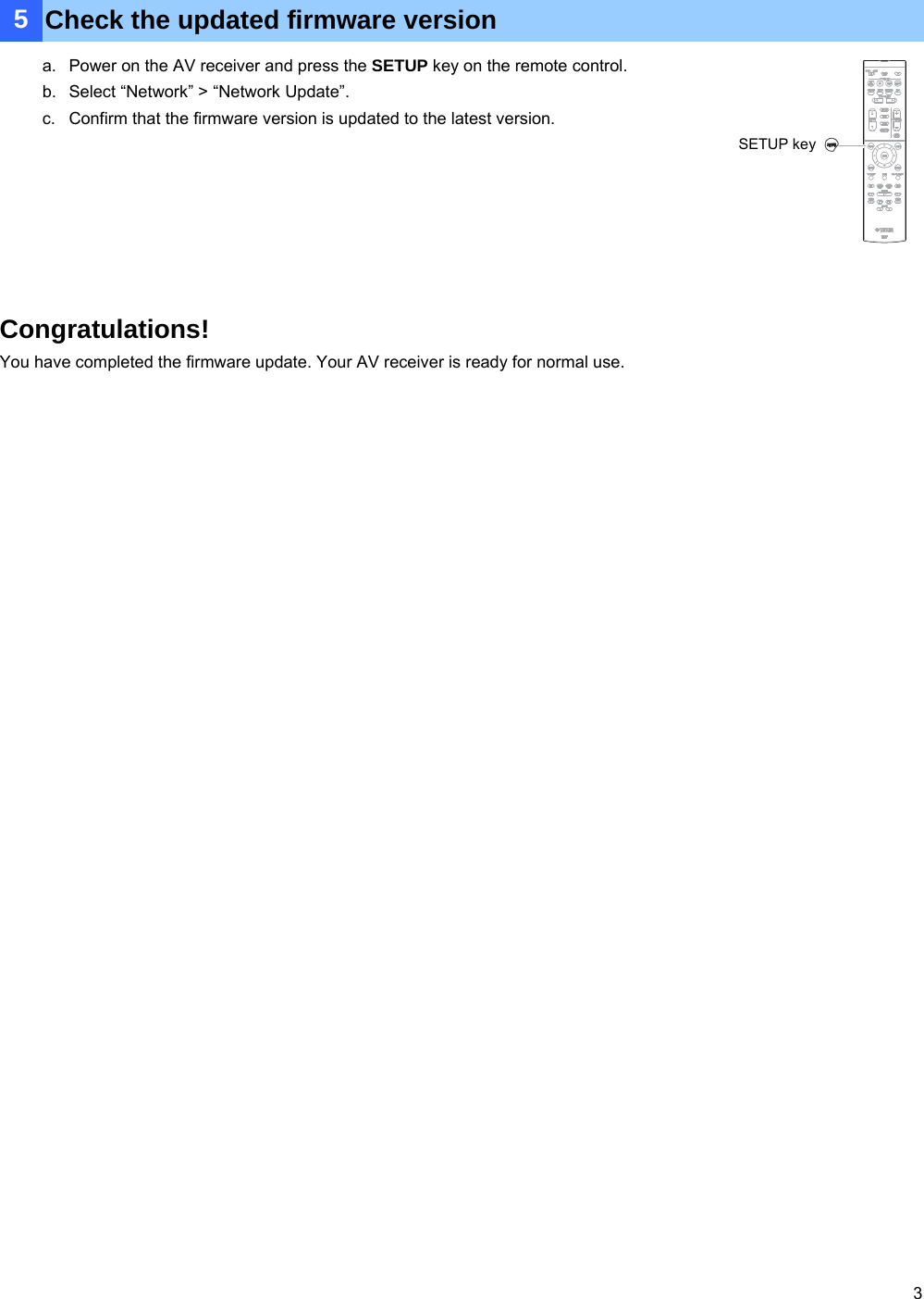 Page 3 of 6 - Yamaha - UPDATE_RX-V481_481D_E RX-A1030/RX-V1075 Firmware Update Version 1.70_Installation_Manual RX-V481 481D E