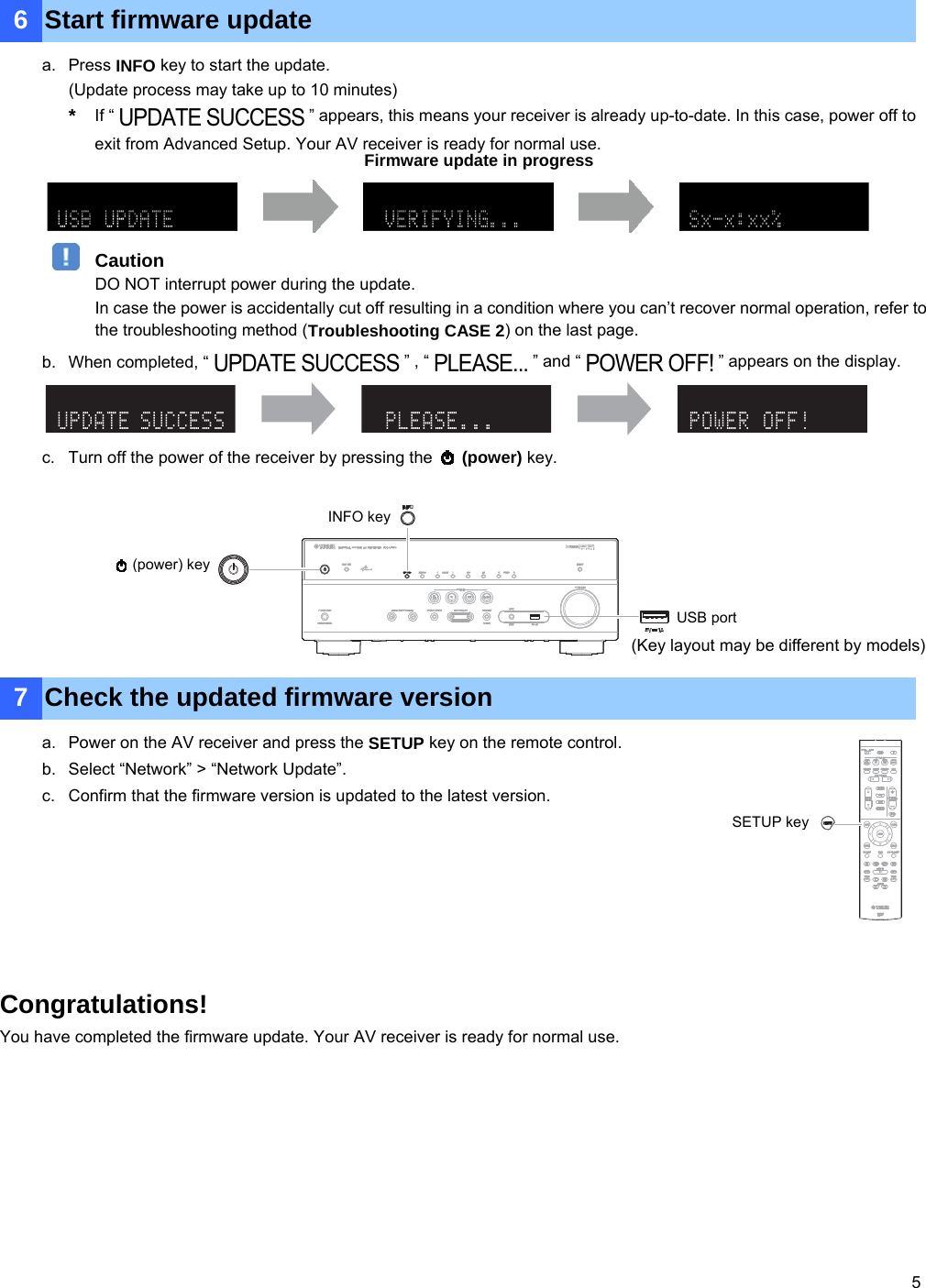 Page 5 of 6 - Yamaha - UPDATE_RX-V481_481D_E RX-A1030/RX-V1075 Firmware Update Version 1.70_Installation_Manual RX-V481 481D E