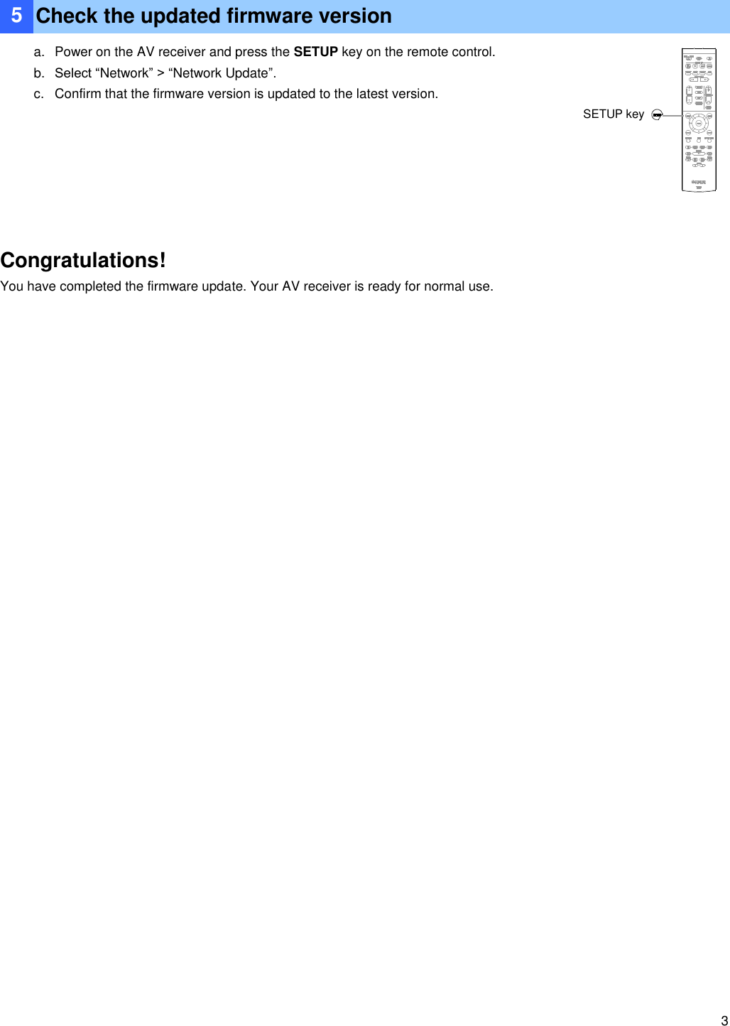 Page 3 of 6 - Yamaha Choose From The Following 2 Methods To Update La Firmware RX-V581/HTR-5069/TSR-5810/RX-A660 Installation Manual RX-V581 HTR-5069 RX-A660 E