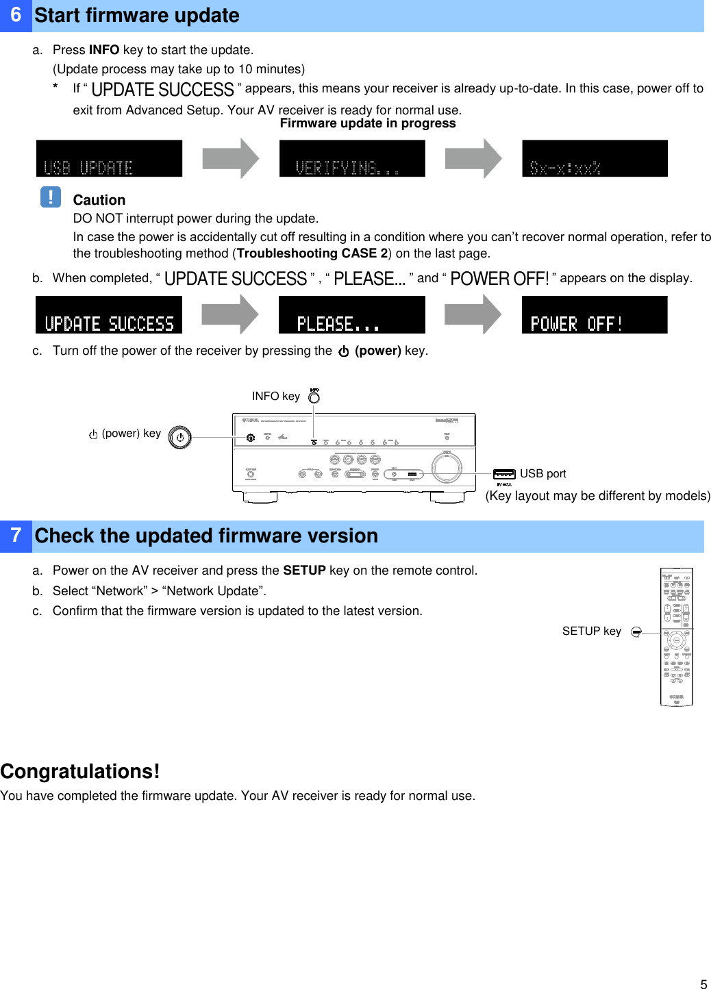 Page 5 of 6 - Yamaha Choose From The Following 2 Methods To Update La Firmware RX-V581/HTR-5069/TSR-5810/RX-A660 Installation Manual RX-V581 HTR-5069 RX-A660 E