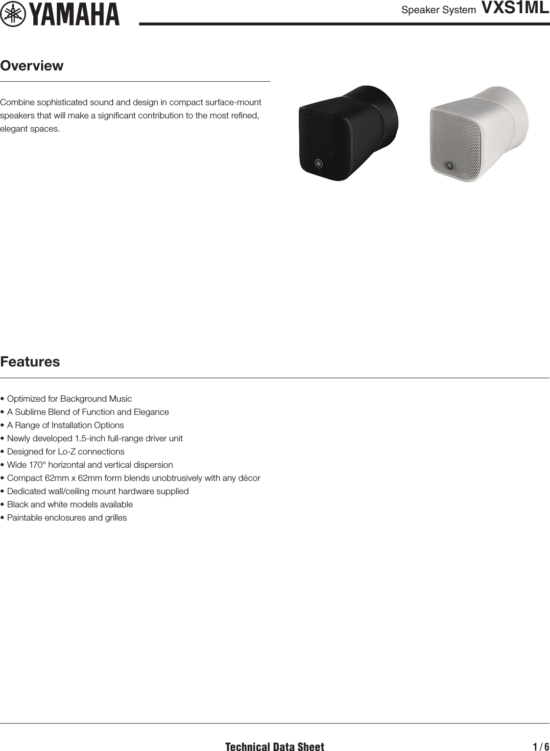 Page 1 of 6 - Yamaha VXS1ML Data Sheet (VXS1ML)
