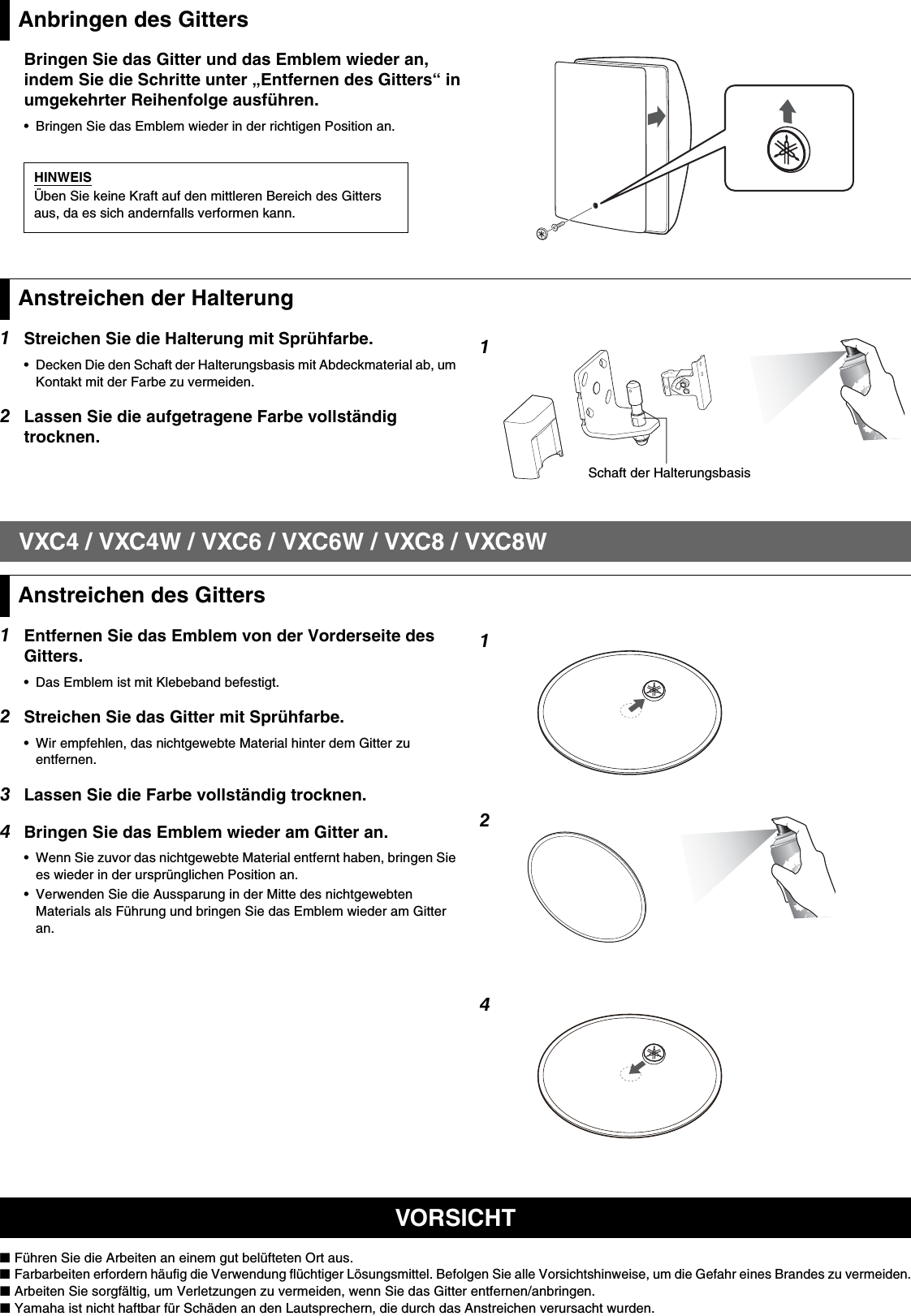 Yamaha Yamaha Painting Guide Vxs Vxc Series Painting Guide De