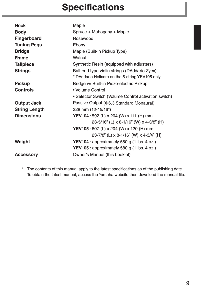 Page 10 of 11 - Yamaha YEV104 YEV105 OM ZR53760 A0 YEV-104/YEV-105 Owner's Manual YEV104,105 EN