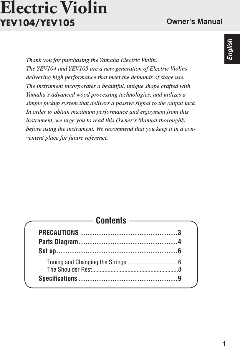 Page 2 of 11 - Yamaha YEV104 YEV105 OM ZR53760 A0 YEV-104/YEV-105 Owner's Manual YEV104,105 EN