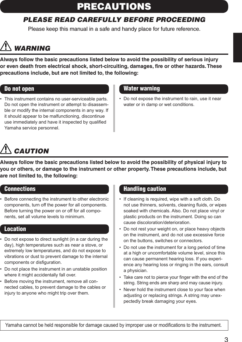 Page 4 of 11 - Yamaha YEV104 YEV105 OM ZR53760 A0 YEV-104/YEV-105 Owner's Manual YEV104,105 EN