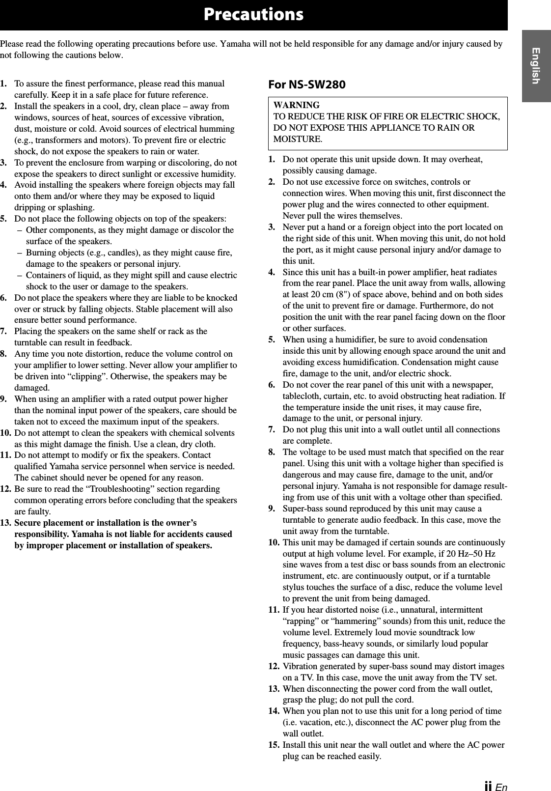 Page 3 of 12 - Yamaha YHT-494 Owner’s Manual_UC YHT-494/HTR-3063/NS-BR300/NS-B285/NS-SW280 Manual