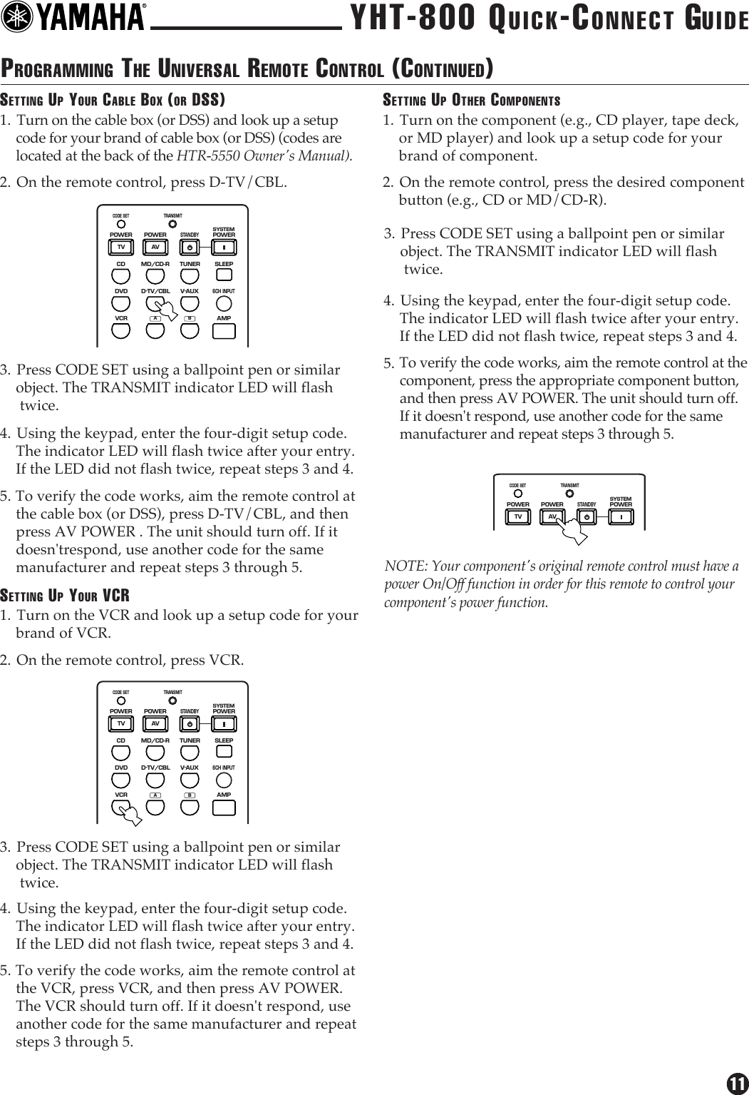 Page 11 of 12 - Yamaha  YHT-800 Connection Diagram YHT800QC