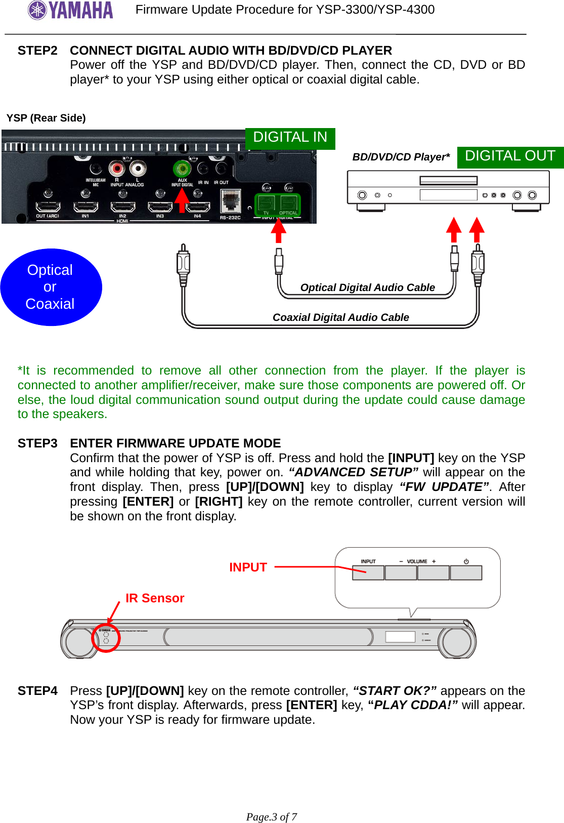 Page 3 of 7 - Yamaha - YSP-3300_4300 Firmware Update_En_rev1 Update Procedure YSP-3300 4300 En Rev1