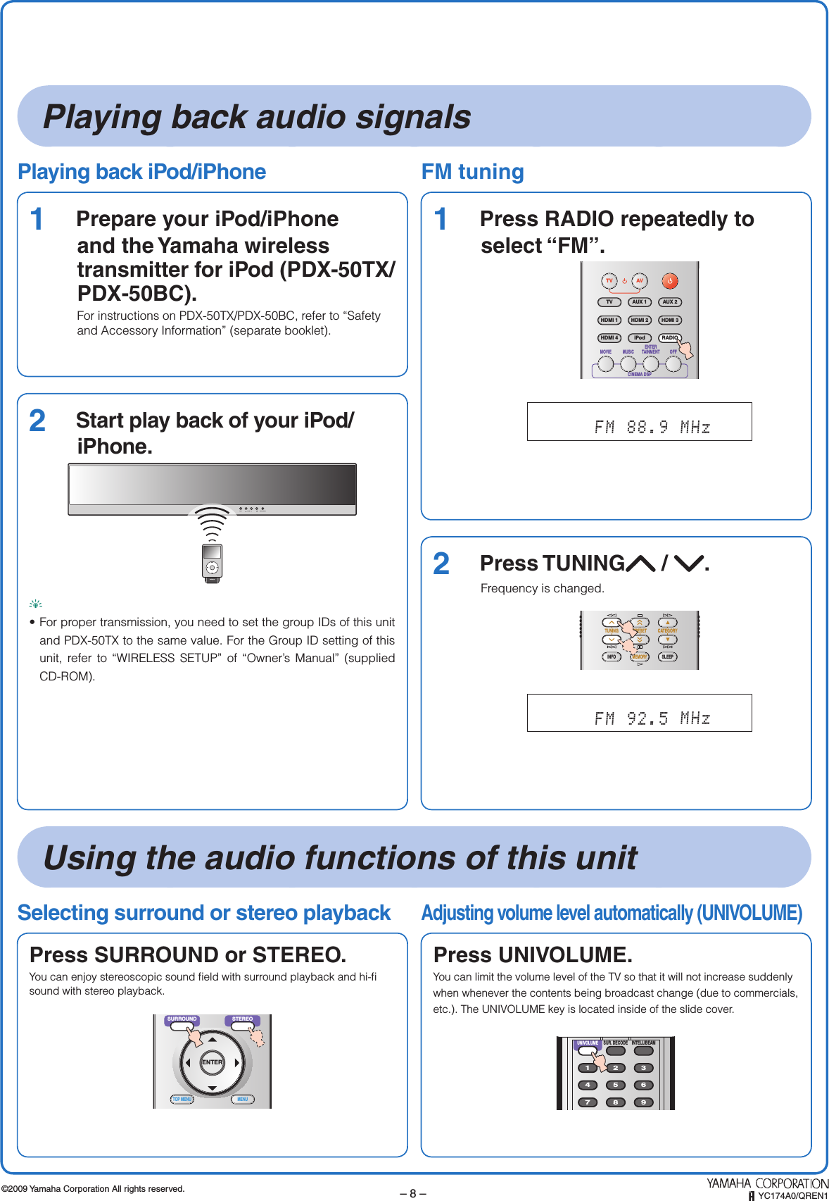 Page 8 of 8 - Yamaha  YSP-4100 Quick Reference Guide