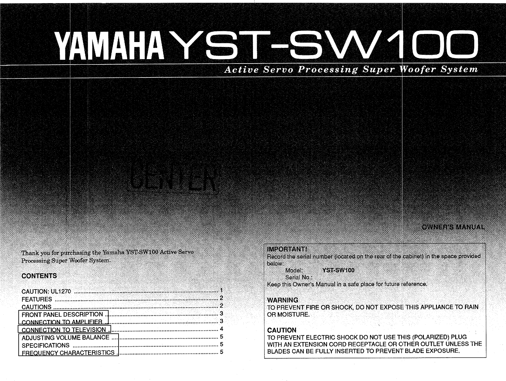 yamaha yst sw100 subwoofer