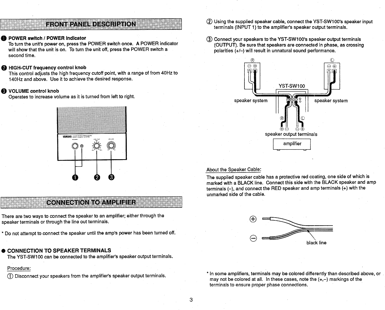 Page 4 of 6 - Yamaha .橡.ページ) YST-SW100 OWNER'S MANUAL