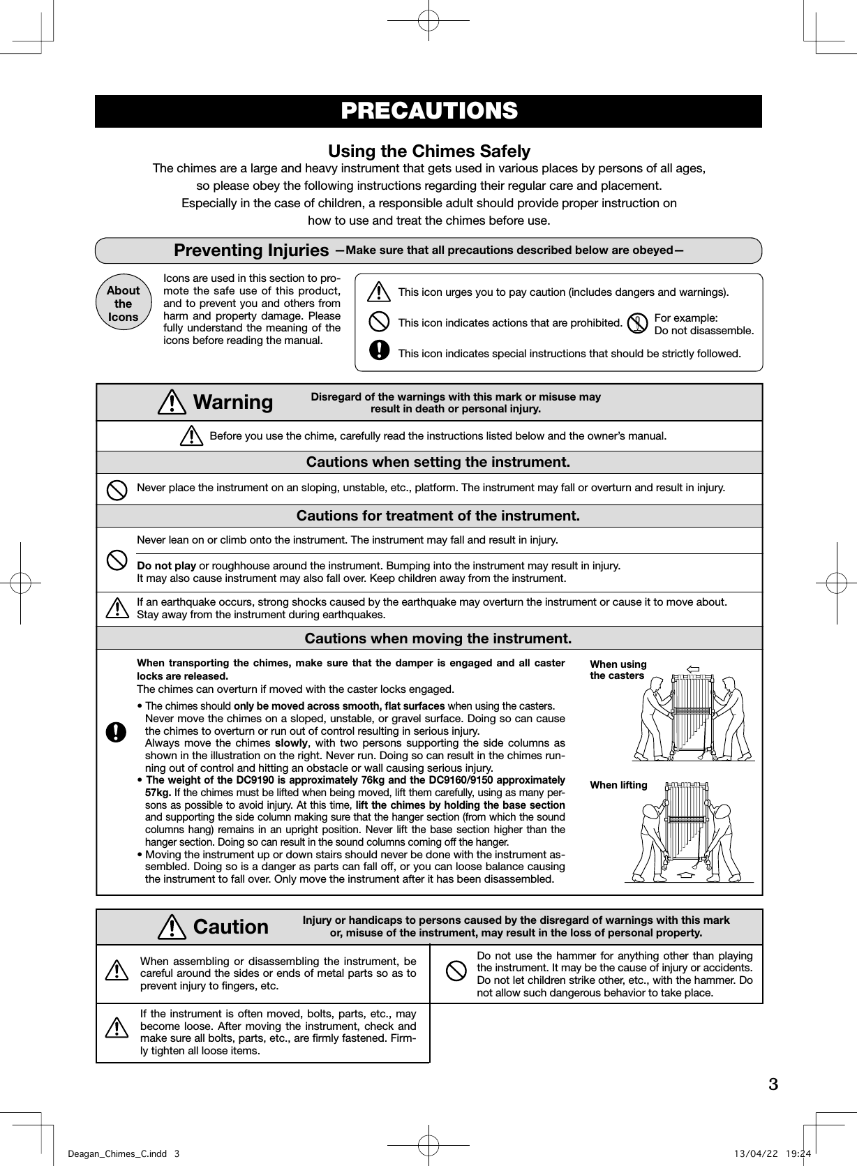 Page 2 of 7 - Yamaha  Deagan Chimes Series Owner's Manual