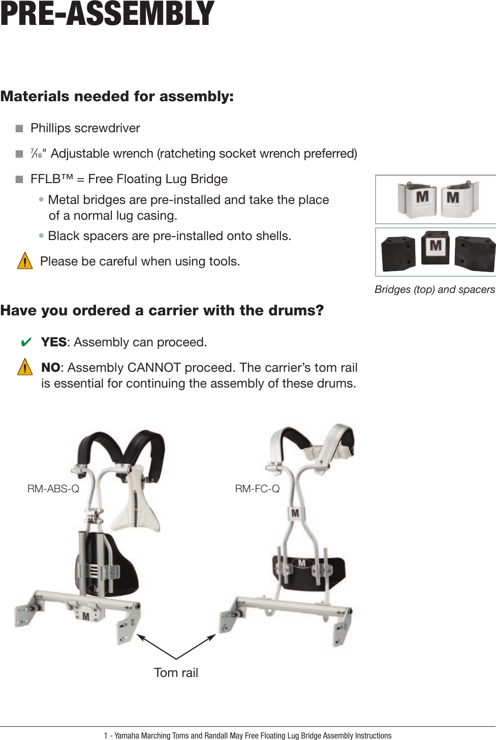 Page 3 of 12 - Yamaha  Tenor Drum Assembly Guide