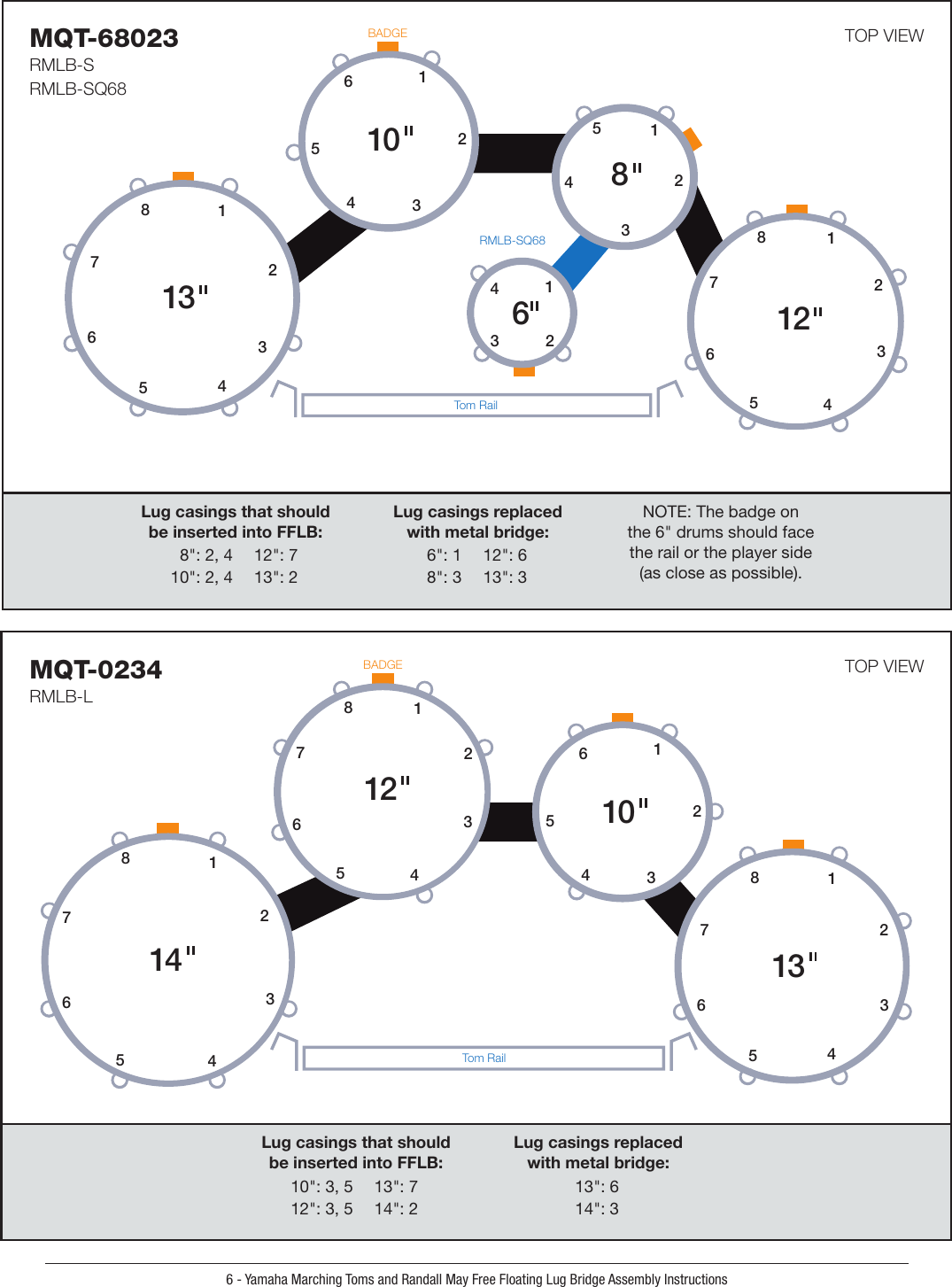 Page 8 of 12 - Yamaha  Tenor Drum Assembly Guide