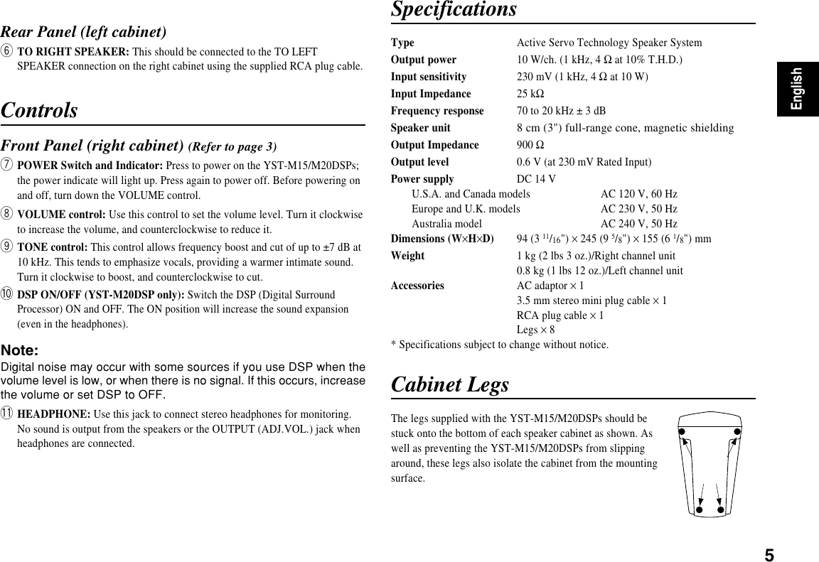 Page 5 of 7 - Yamaha Yst-M15-Owners-Manual YST-M15.M1  Yamaha-yst-m15-owners-manual