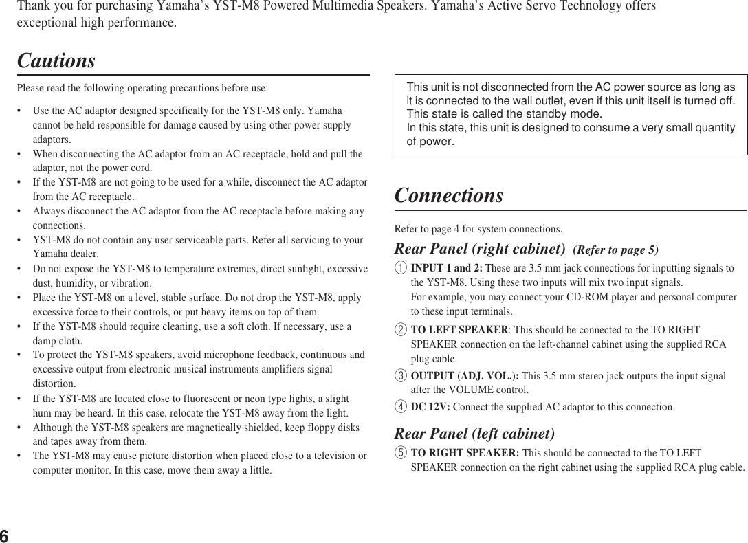Page 6 of 9 - Yamaha Yst-M8-Owners-Manual YST-M8_E  Yamaha-yst-m8-owners-manual