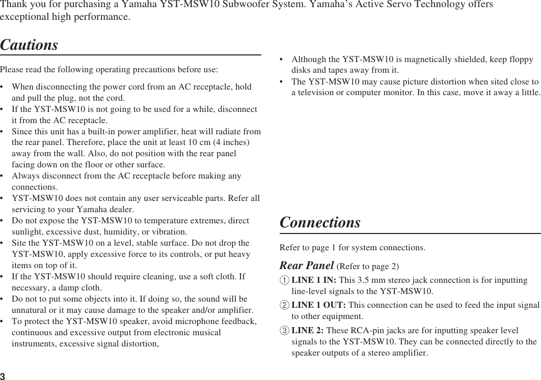 Page 6 of 8 - Yamaha Yst-Msw10-Owners-Manual YST-MSW10_E  Yamaha-yst-msw10-owners-manual