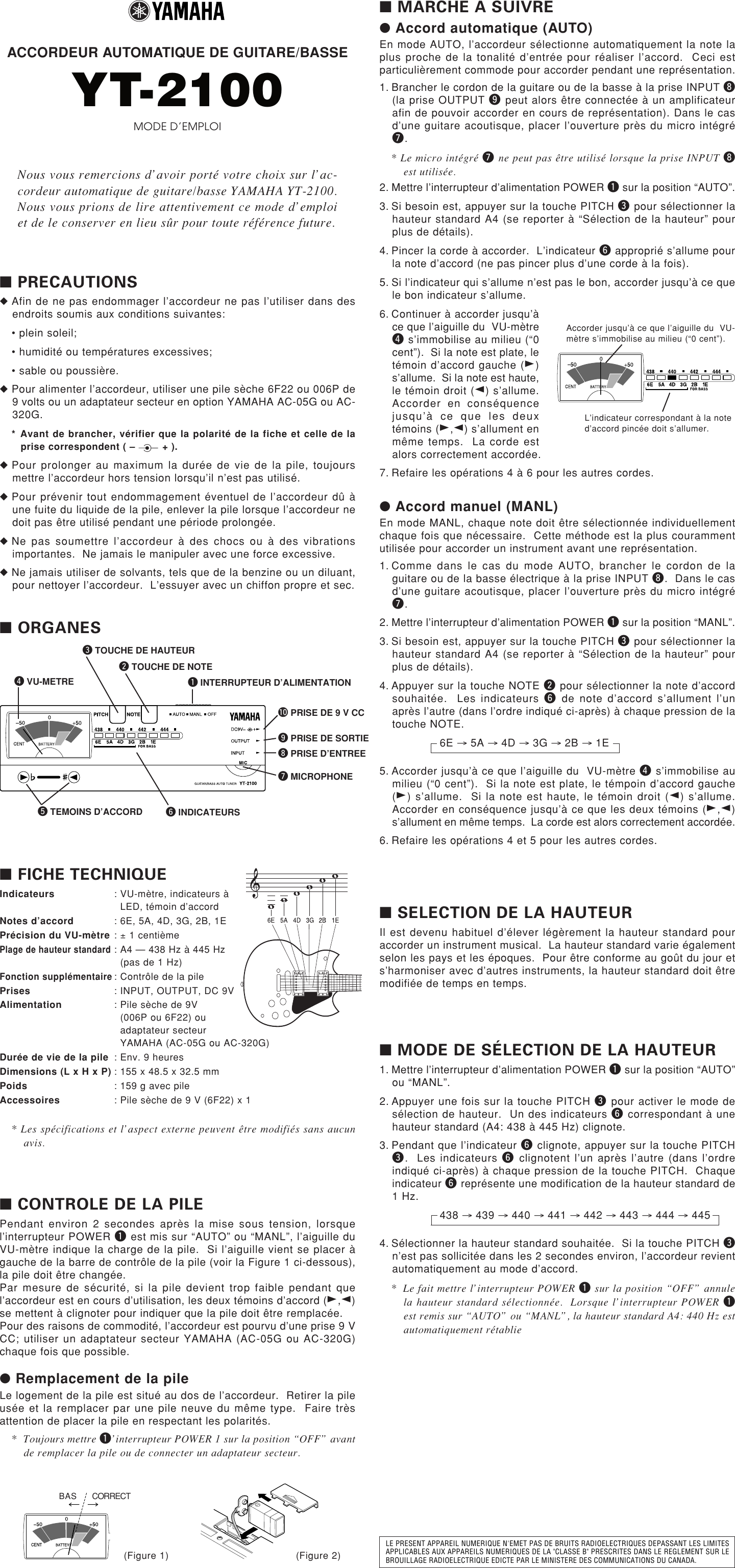 Page 3 of 4 - Yamaha Yt-2100-Users-Manual  Yamaha-yt-2100-users-manual
