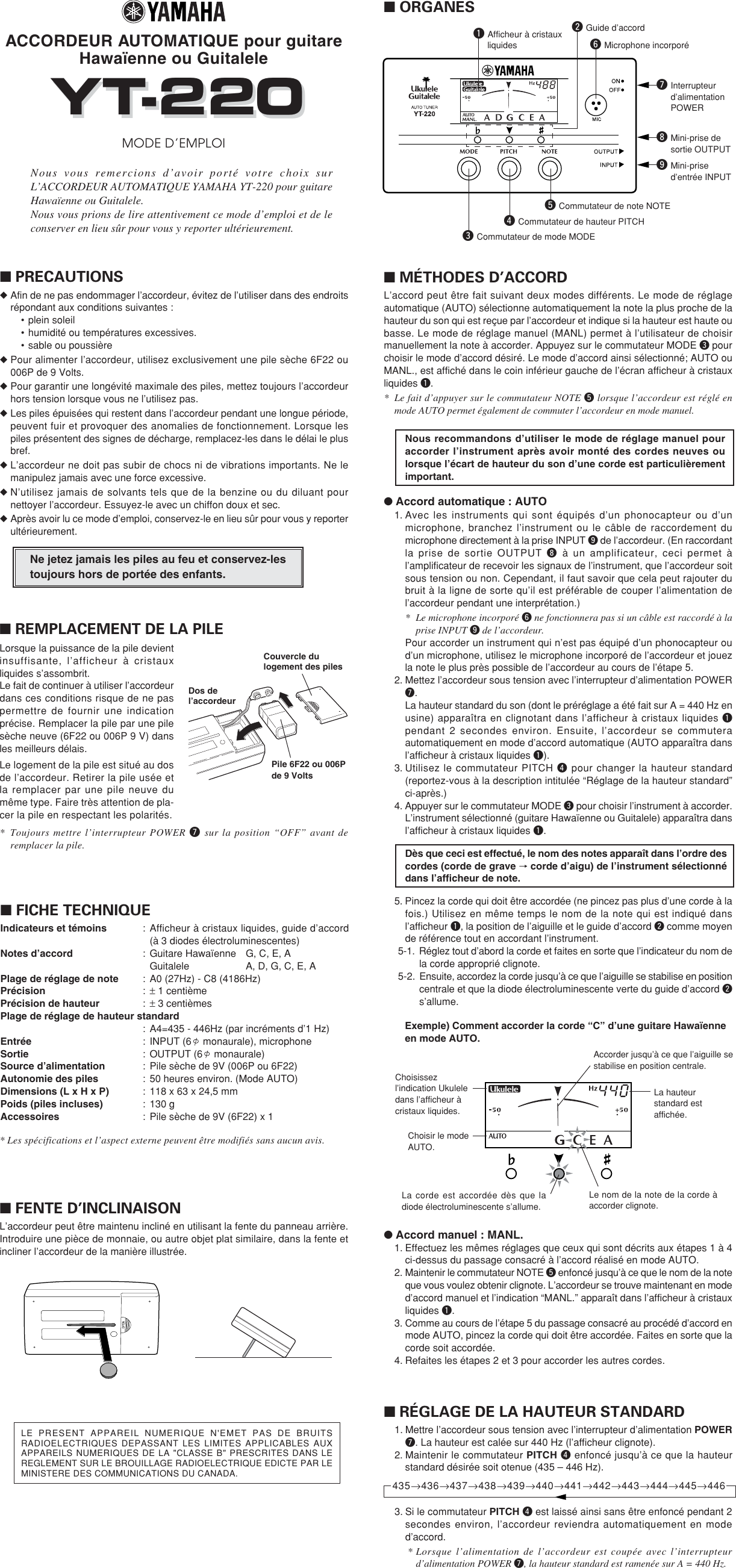 Page 3 of 7 - Yamaha Yt-220-Owners-Manual  Yamaha-yt-220-owners-manual