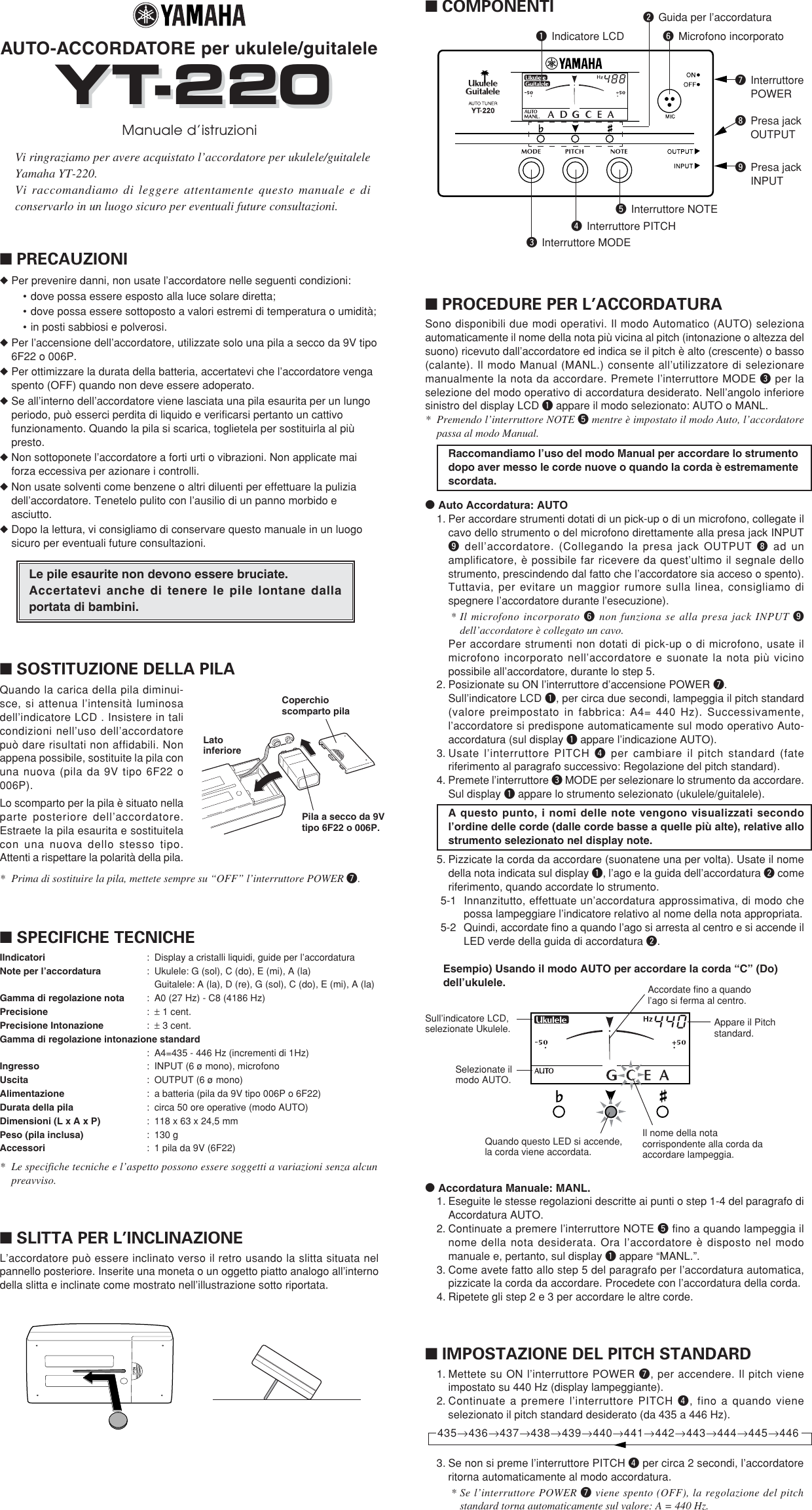 Page 6 of 7 - Yamaha Yt-220-Owners-Manual  Yamaha-yt-220-owners-manual