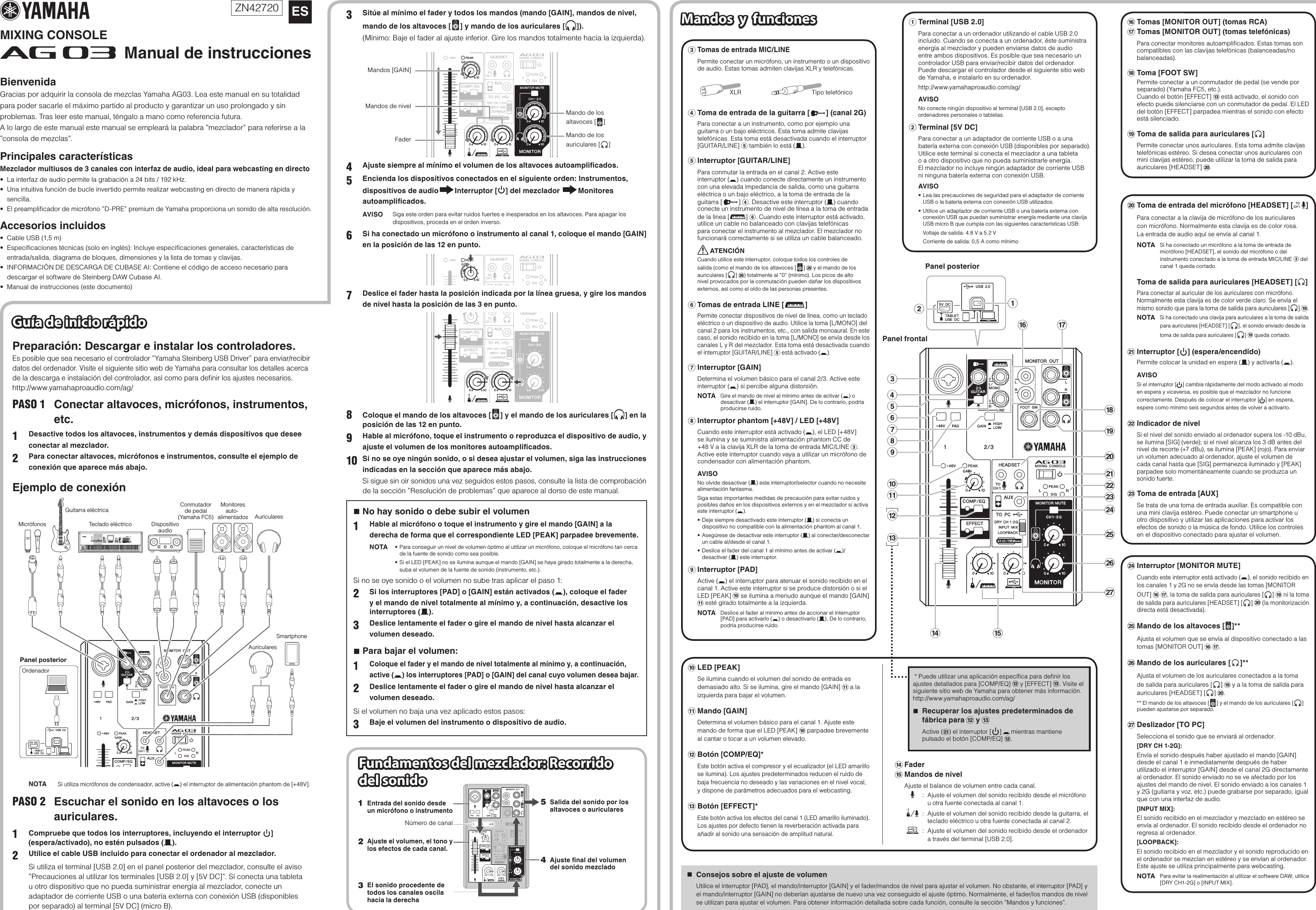 Page 1 of 2 - Yamaha AG03 Owner's Manual Es Om A0