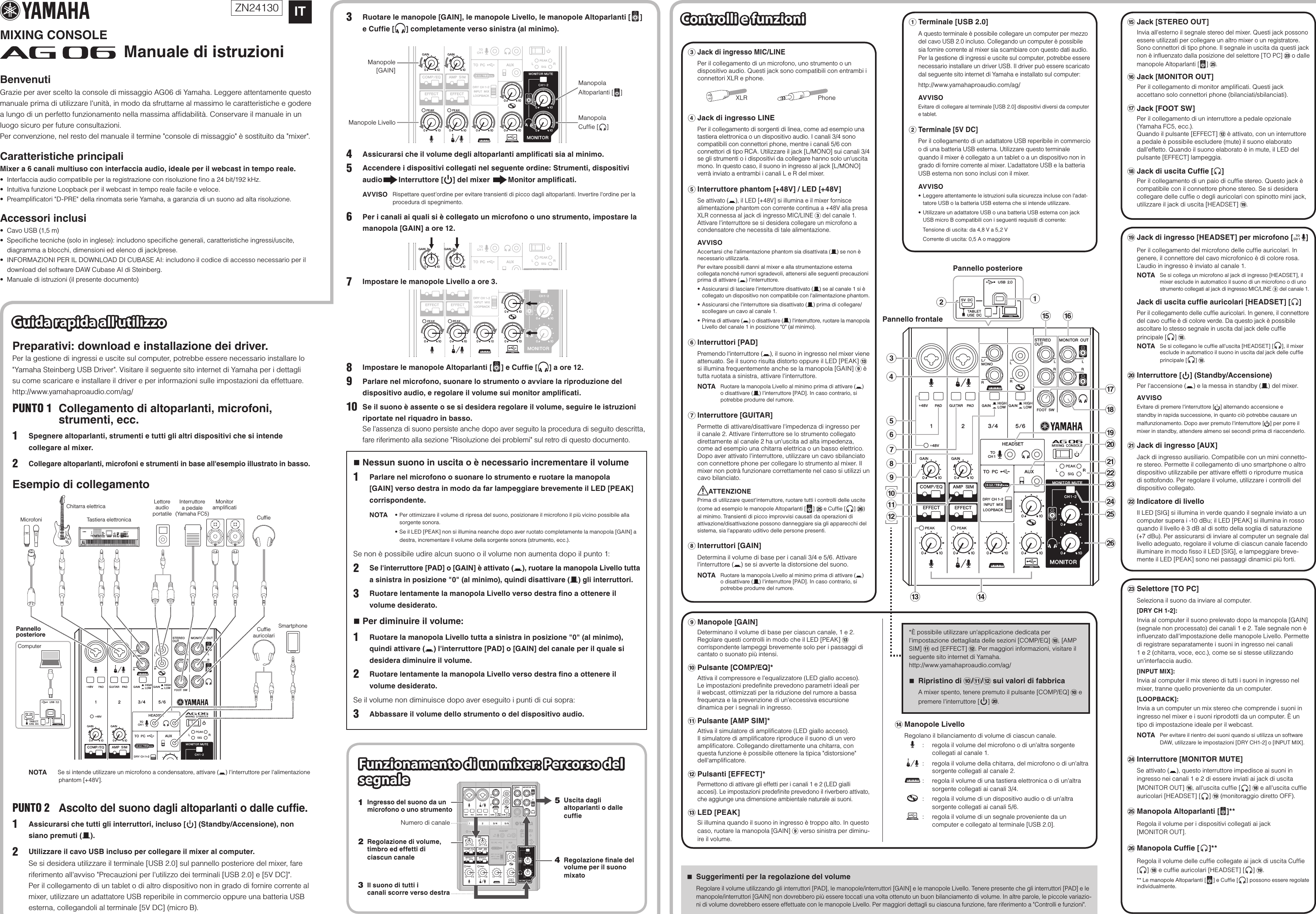 Page 1 of 2 - Yamaha AG06 Owner's Manual It Om A0
