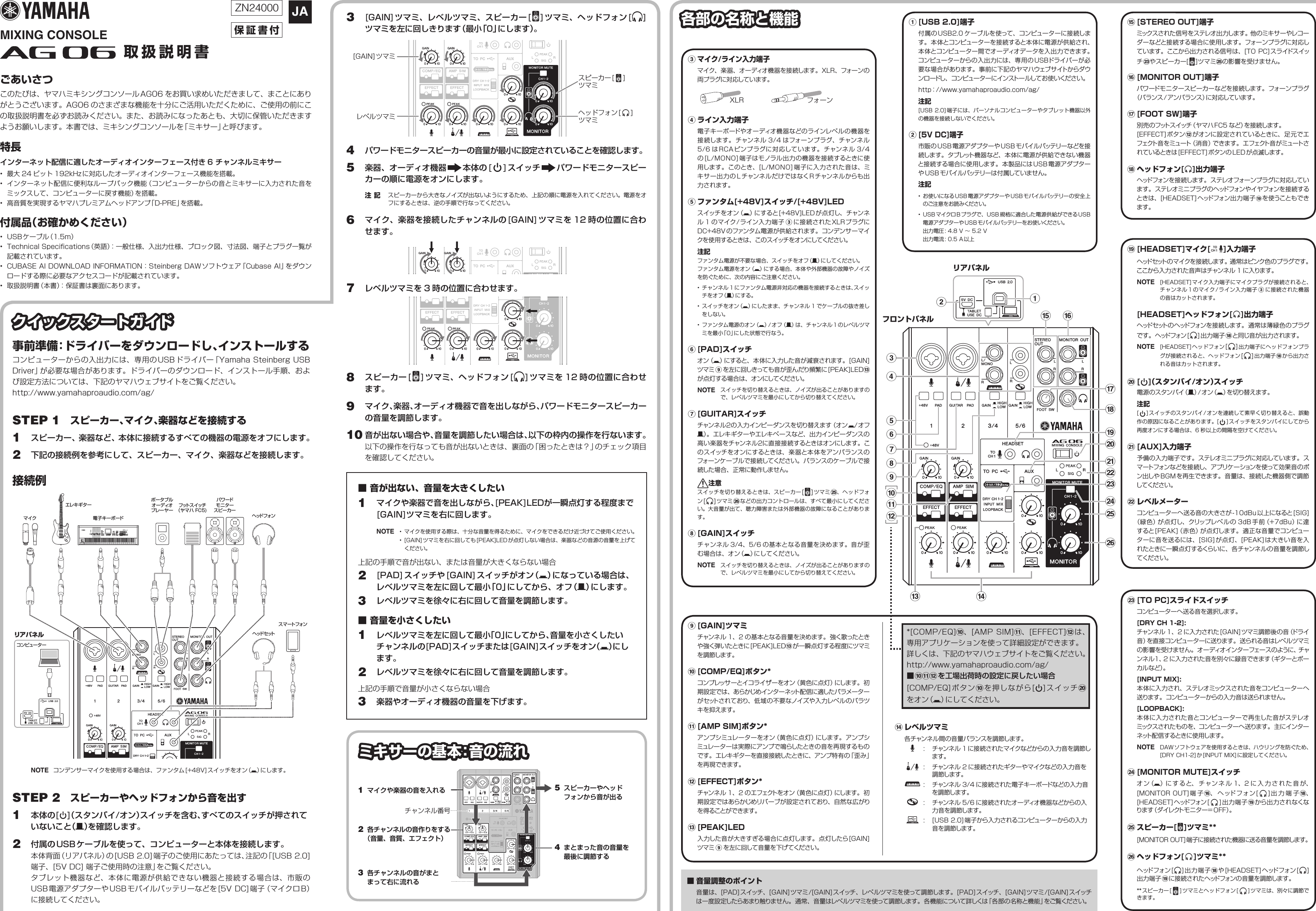 Page 1 of 2 - Yamaha AG06 Owner's Manual 取扱説明書 Ja Om A0