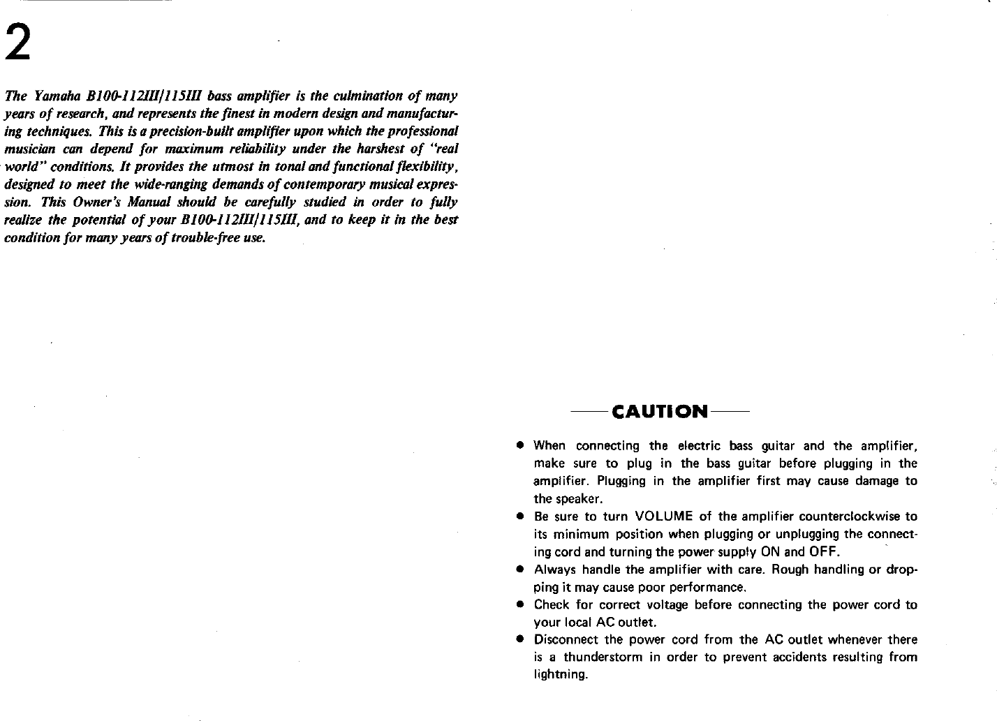 Page 2 of 8 - Yamaha  B100-115III/112III Owner's Manual B100115iii En