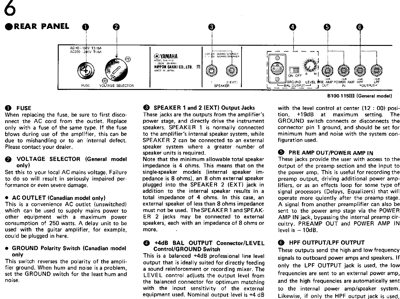 Page 6 of 8 - Yamaha  B100-115III/112III Owner's Manual B100115iii En