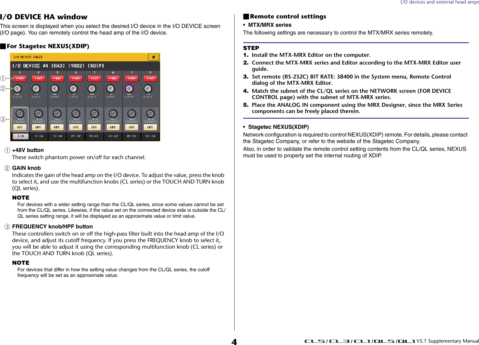 Page 4 of 10 - Yamaha CL5 CL3 CL1 QL5 QL1 V5.1 Supplementary Manual CL/QL Series [English] 3 1 Ql 5 En Sm V51 A1